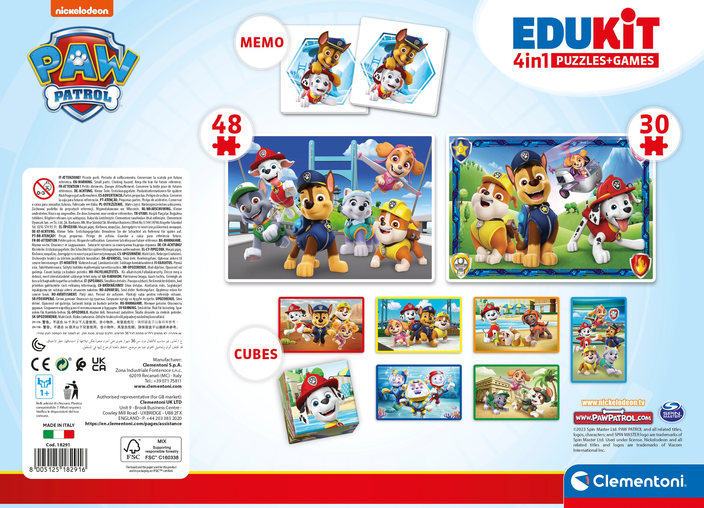 Clementoni® Puzzle »Edukit, 4n1, Paw Patrol«, Made in Europe