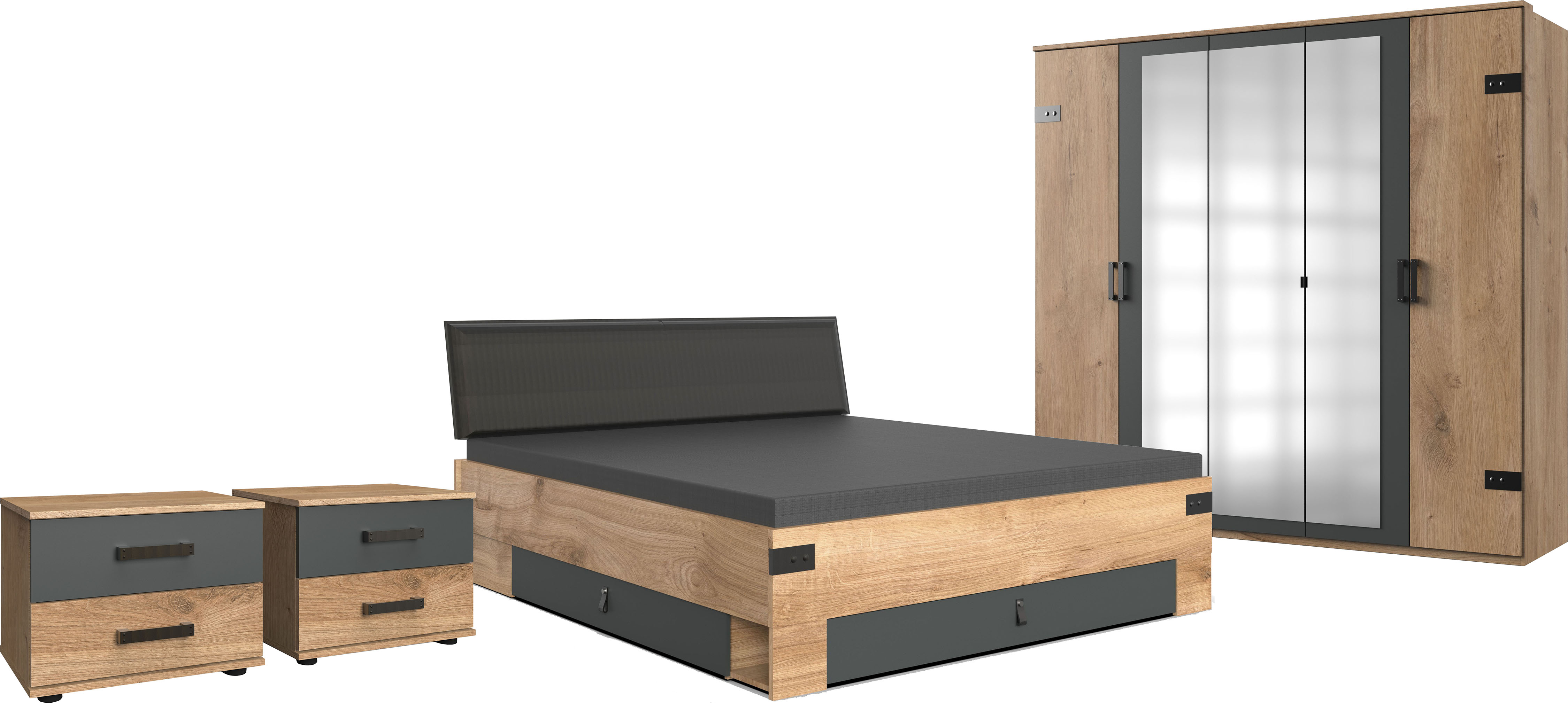 Wimex Schlafzimmer-Set »Stockholm in grau, Größe B/H/T: 189 cm x 96 cm x 210 cm