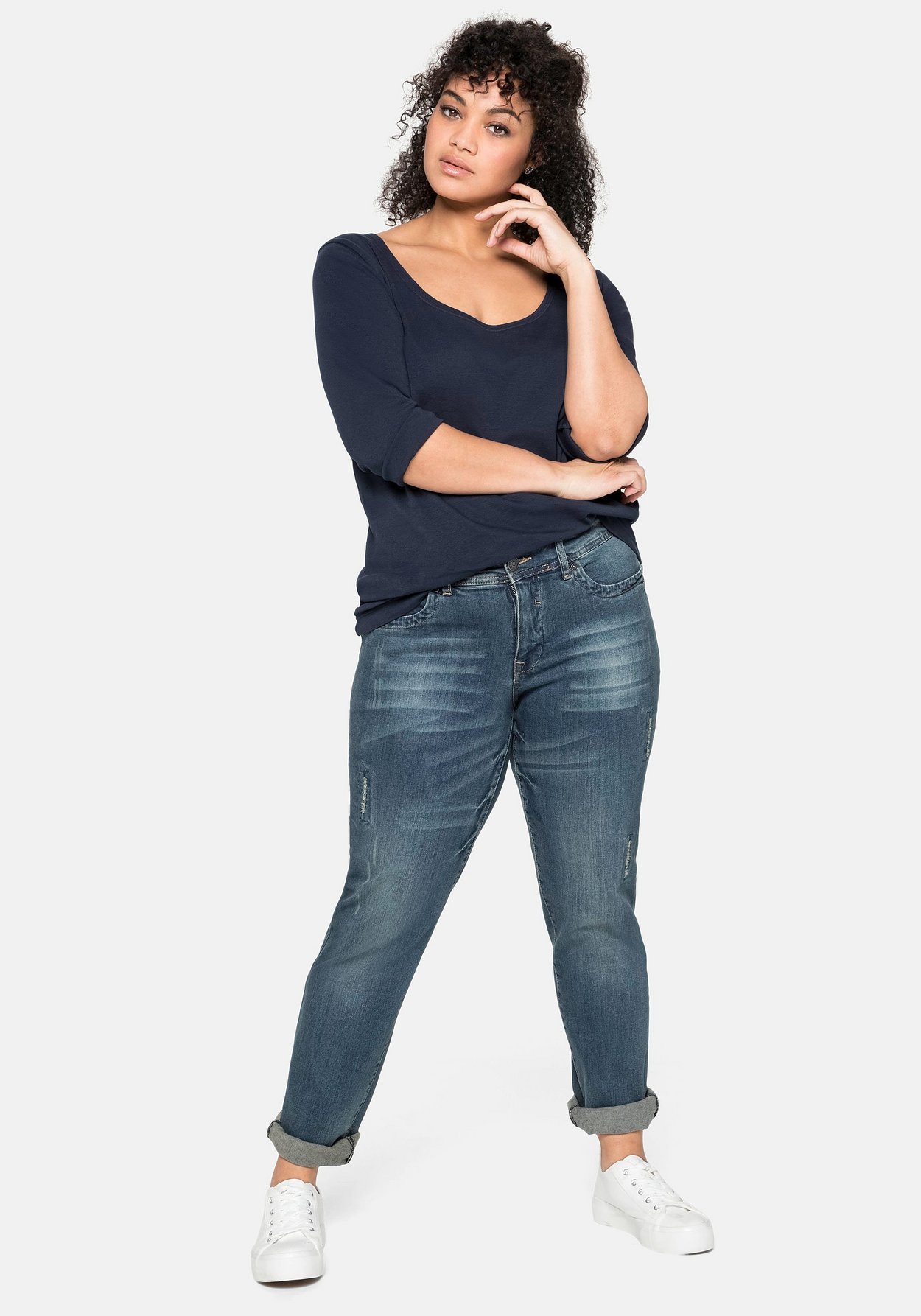 Sheego 3/4-Arm-Shirt »Shirt aus reiner Baumwolle«, aus reiner Baumwolle