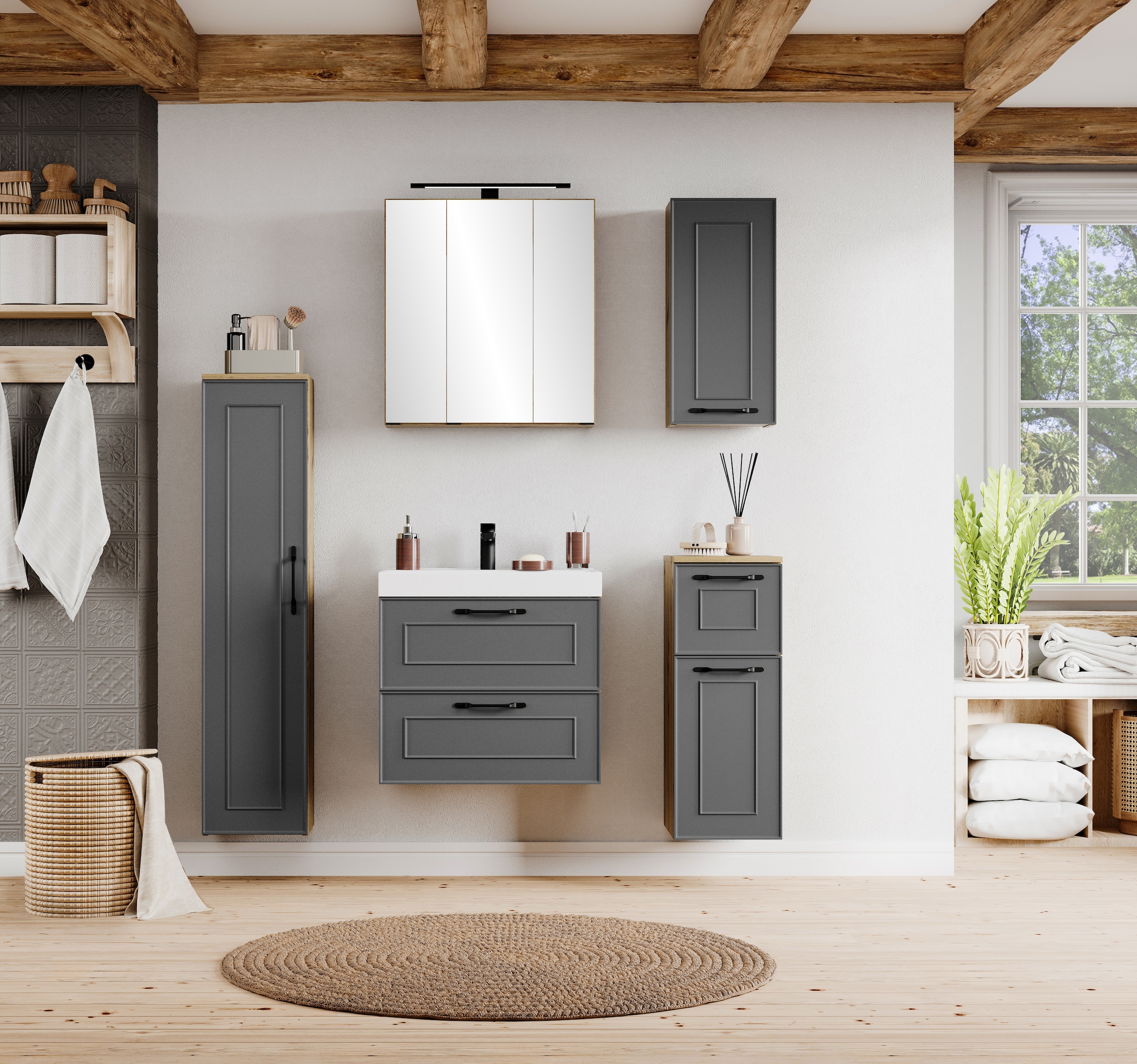 welltime Badezimmerspiegelschrank »CADIZ, gedämpfte Scharniere« Rundumsicht, dank besonderer Klapptechnik