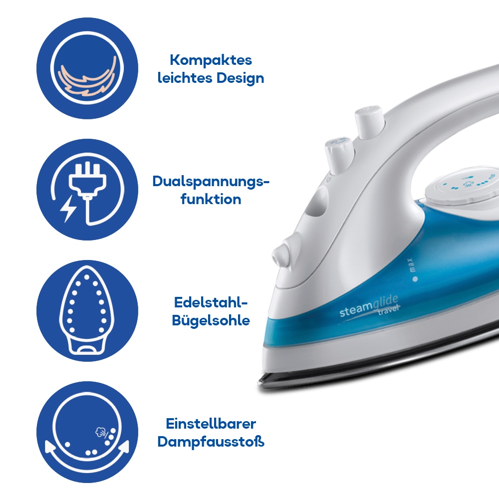 RUSSELL HOBBS Dampfbügeleisen »22470-56, Reisedampfbügeleisen« 830 W Keramik-Bügelsohle, 70g/min , 210g/ min Dampfstoß, Selbstreinigung