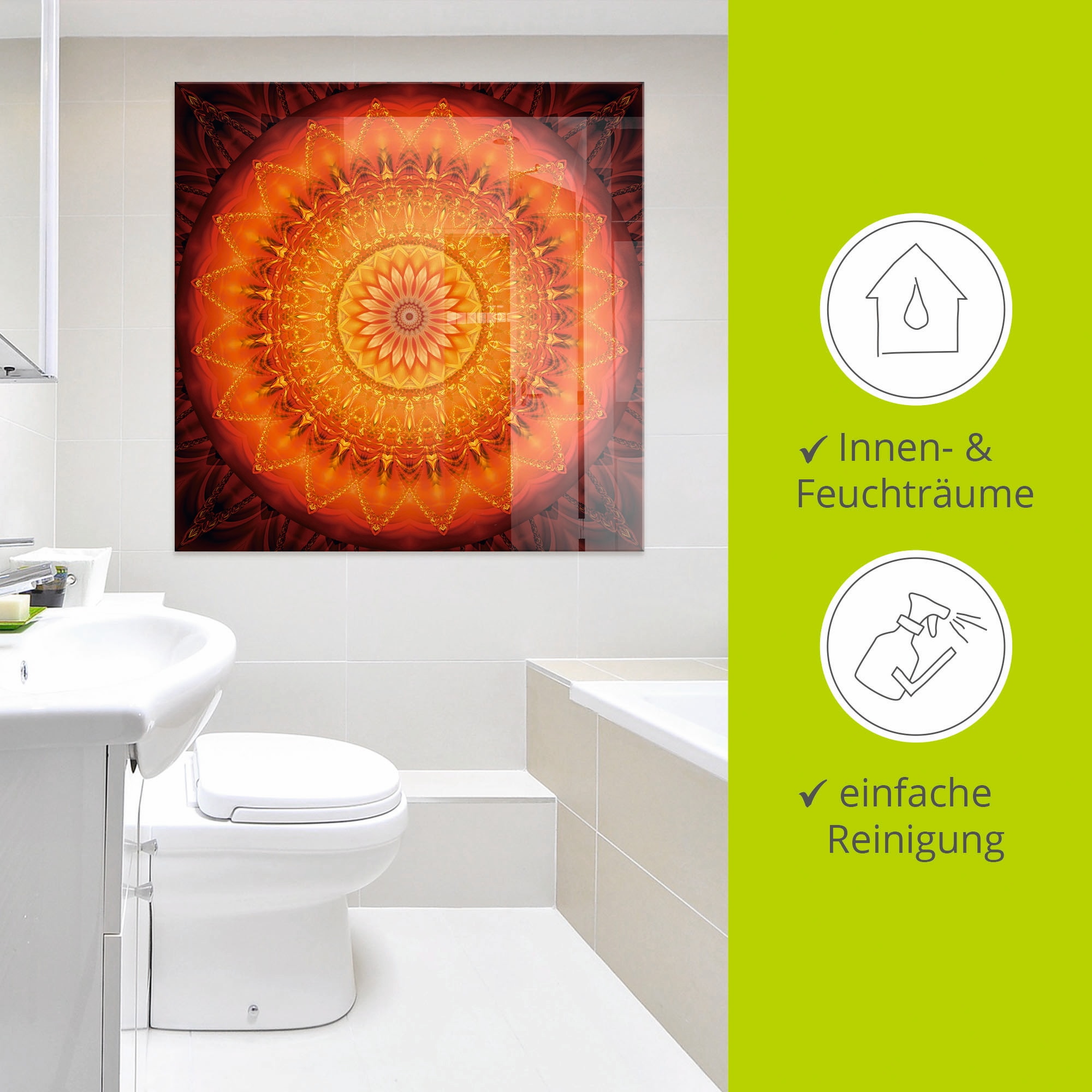 Artland Glasbild »Mandala Energie 1«, Muster, (1 St.), in verschiedenen Größen