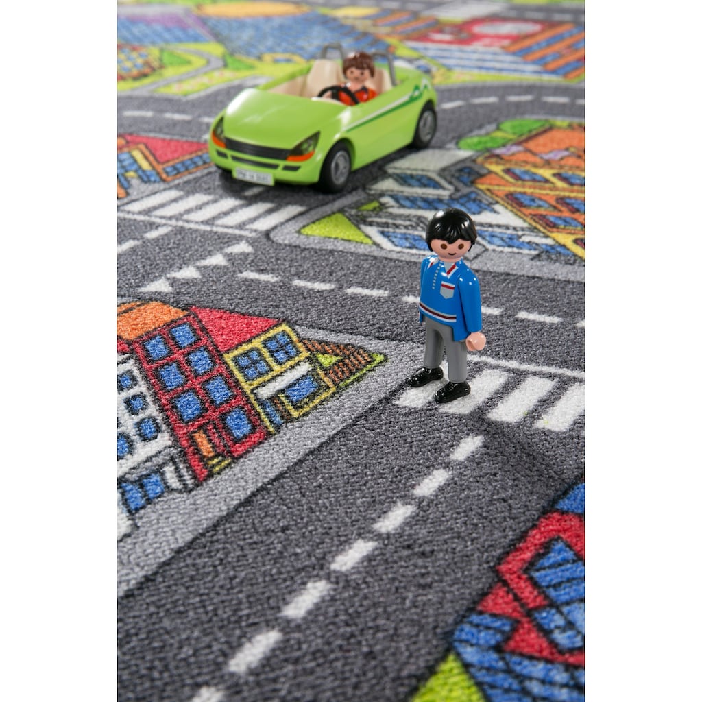 Andiamo Kinderteppich »Big City«, rechteckig, 7 mm Höhe, Straßen-Spiel-Teppich, Straßenbreite: 8,5 cm, Kinderzimmer