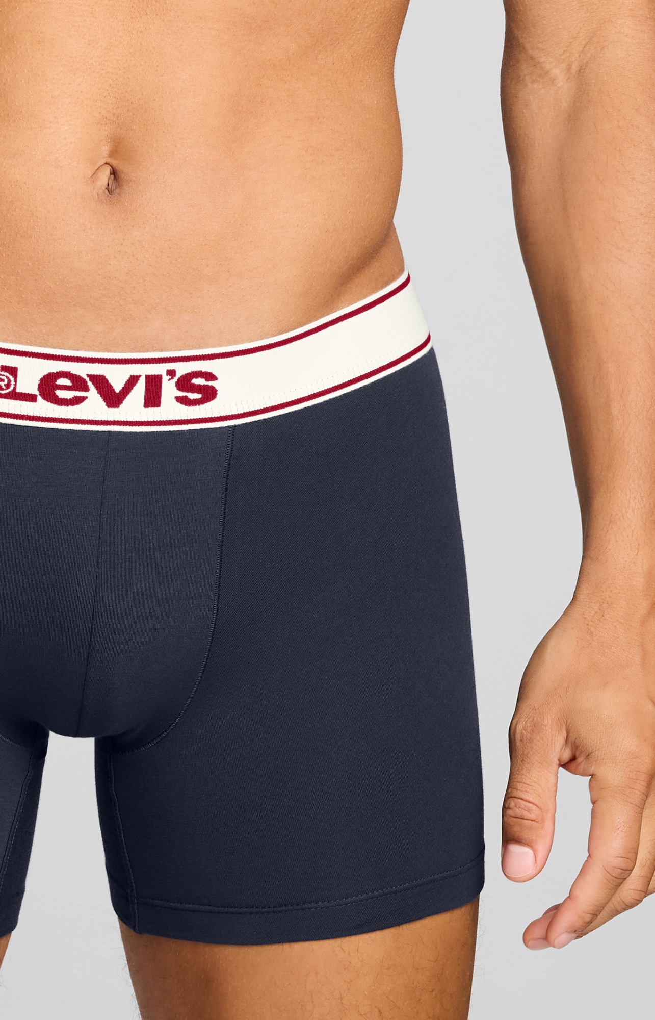 Levi's® Boxer »LEVIS MEN VNTG HTR BOXER BRIEF 2P« 2er Pack,  ohne Eingriff, uni, meliert, Logo-Bund, elastisch