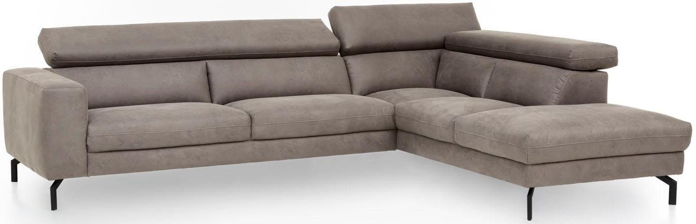 PLACES OF STYLE Ecksofa »Olanta, modern und bequem, Breite 305cm, Fuß 16cm hoch, L-Form« mit verstellbaren Kopfstützen