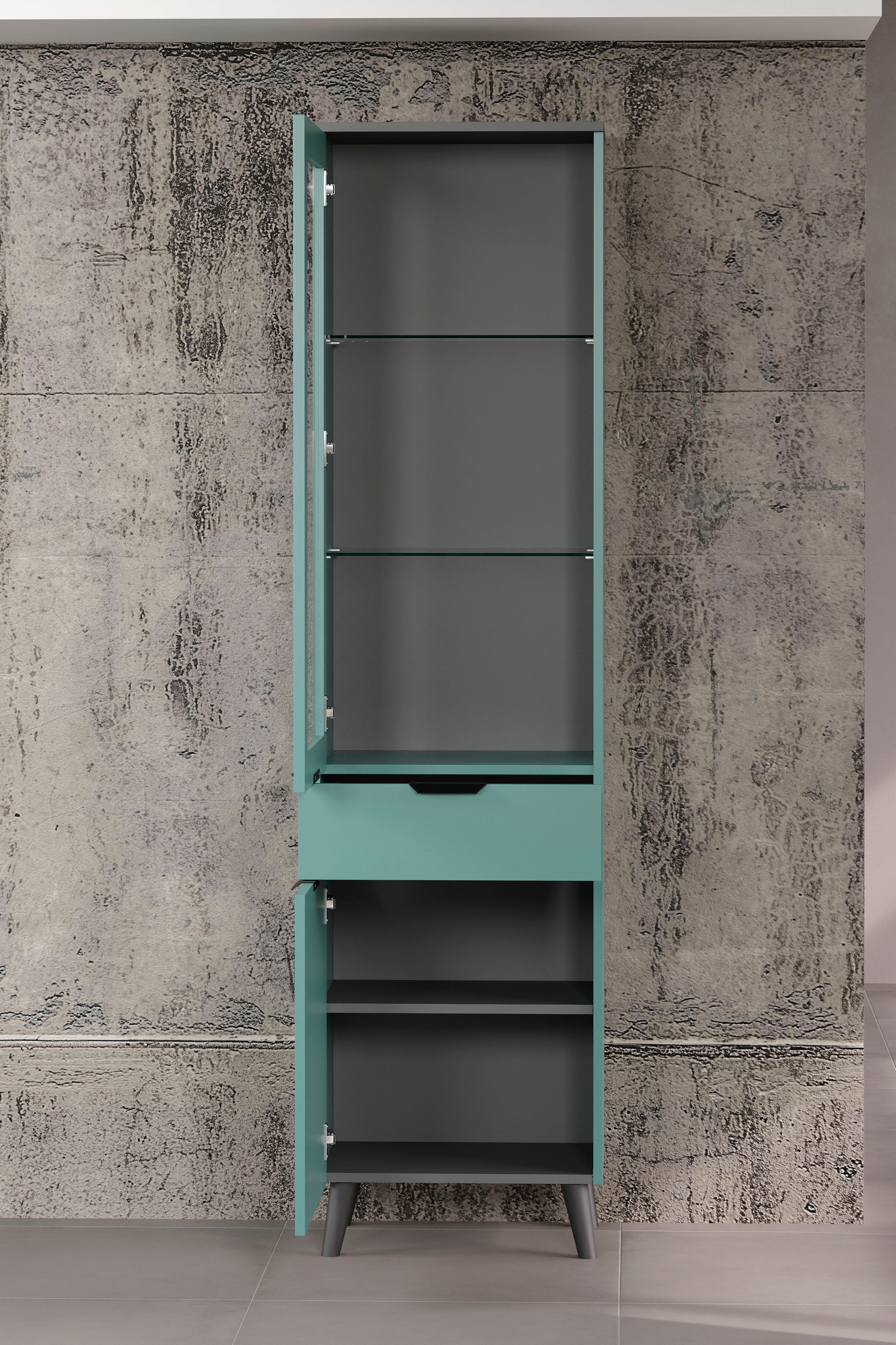 andas Vitrine »Mikkeline«, (1 St.), Wohnzimmerschrank mit einer Glastür und 2 Glasböden, Breite 49 cm