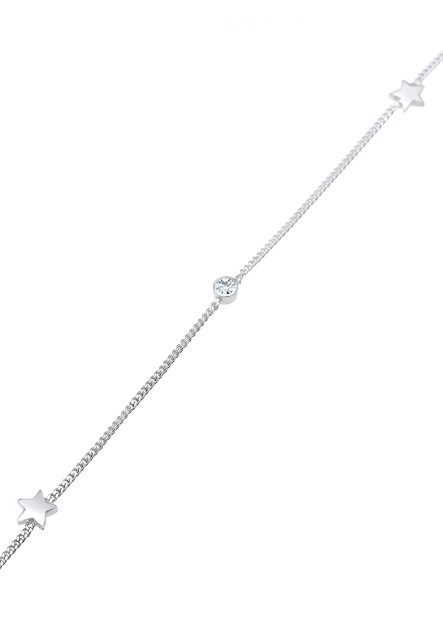 Elli Fußkette »Fußschmuck Stern Glas Kristalle Weiß 925 Sterling Silber«
