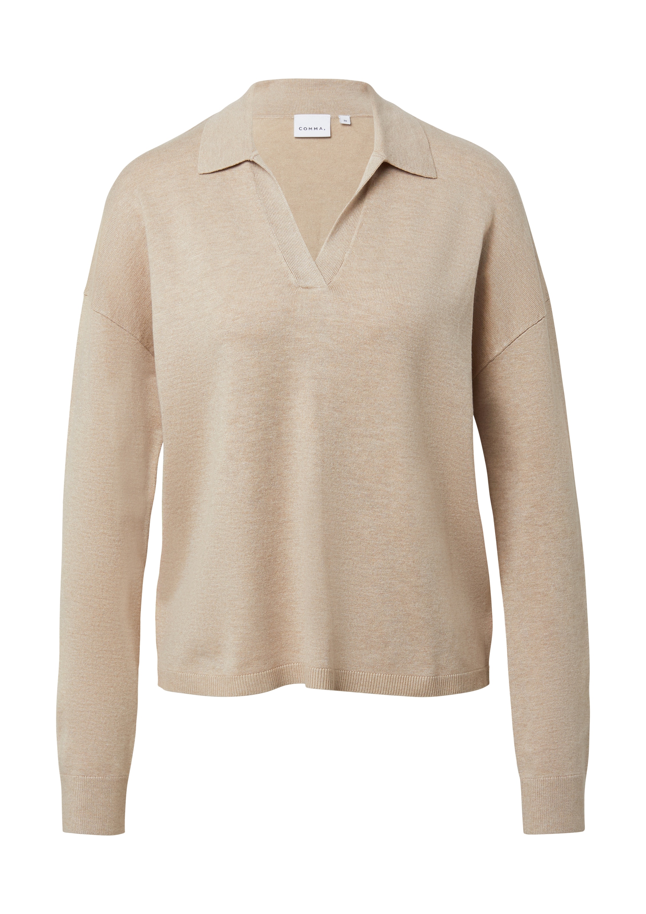 Comma Strickpullover mit V-Ausschnitt und Polo Kragen