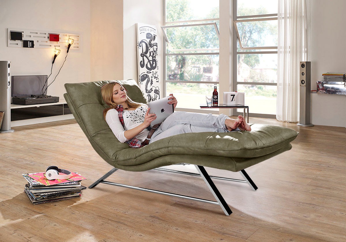 W.SCHILLIG Relaxliege »daily dreams«, in Waffelkissen-Optik, wahlweise mit Motor, Kufengestell, in 2 Breiten