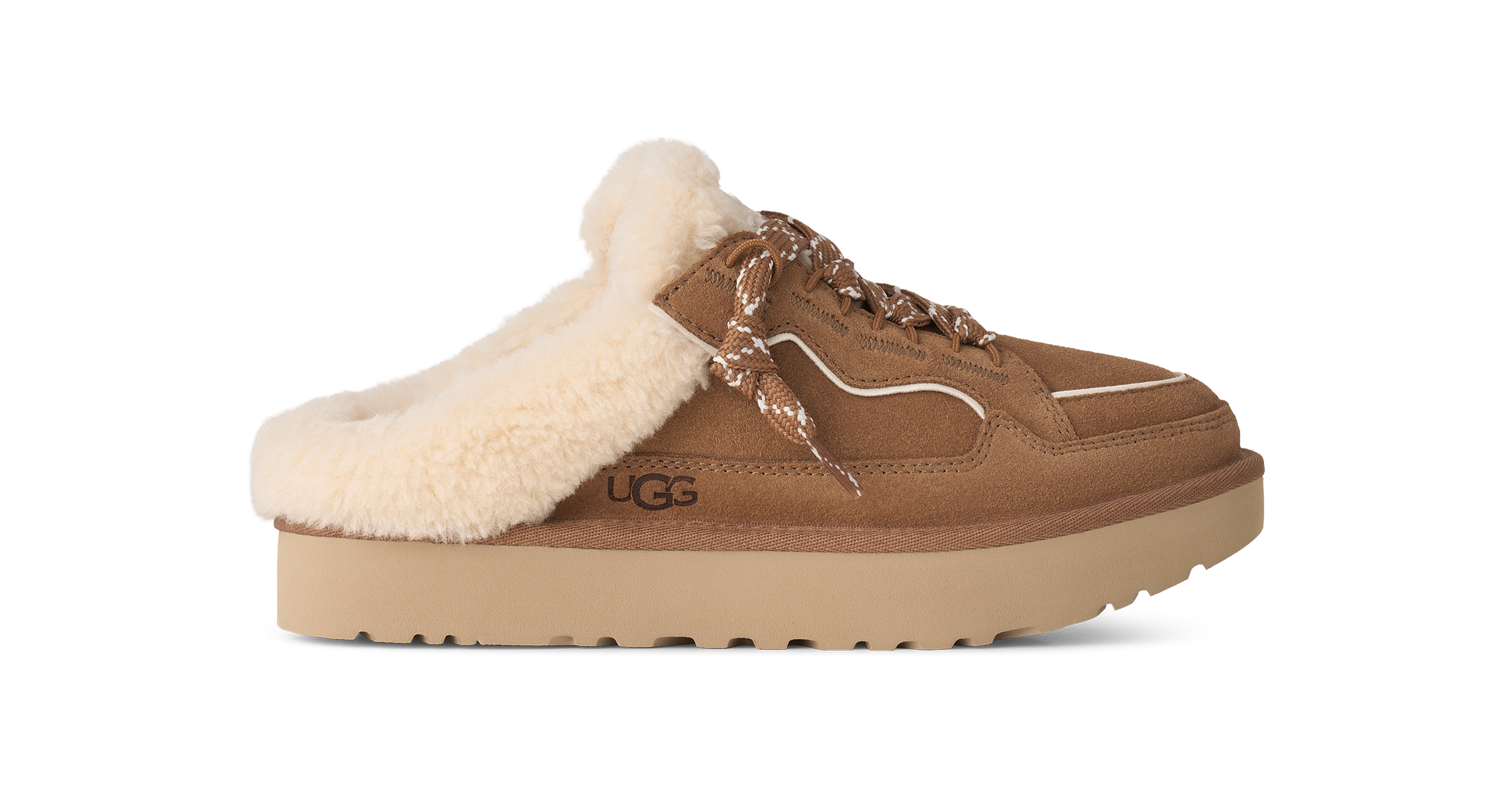 UGG Slipper »W LOWMEL MULE«  Plateau Clog, Mule, Schnürer mit Warmfutter-Kragen