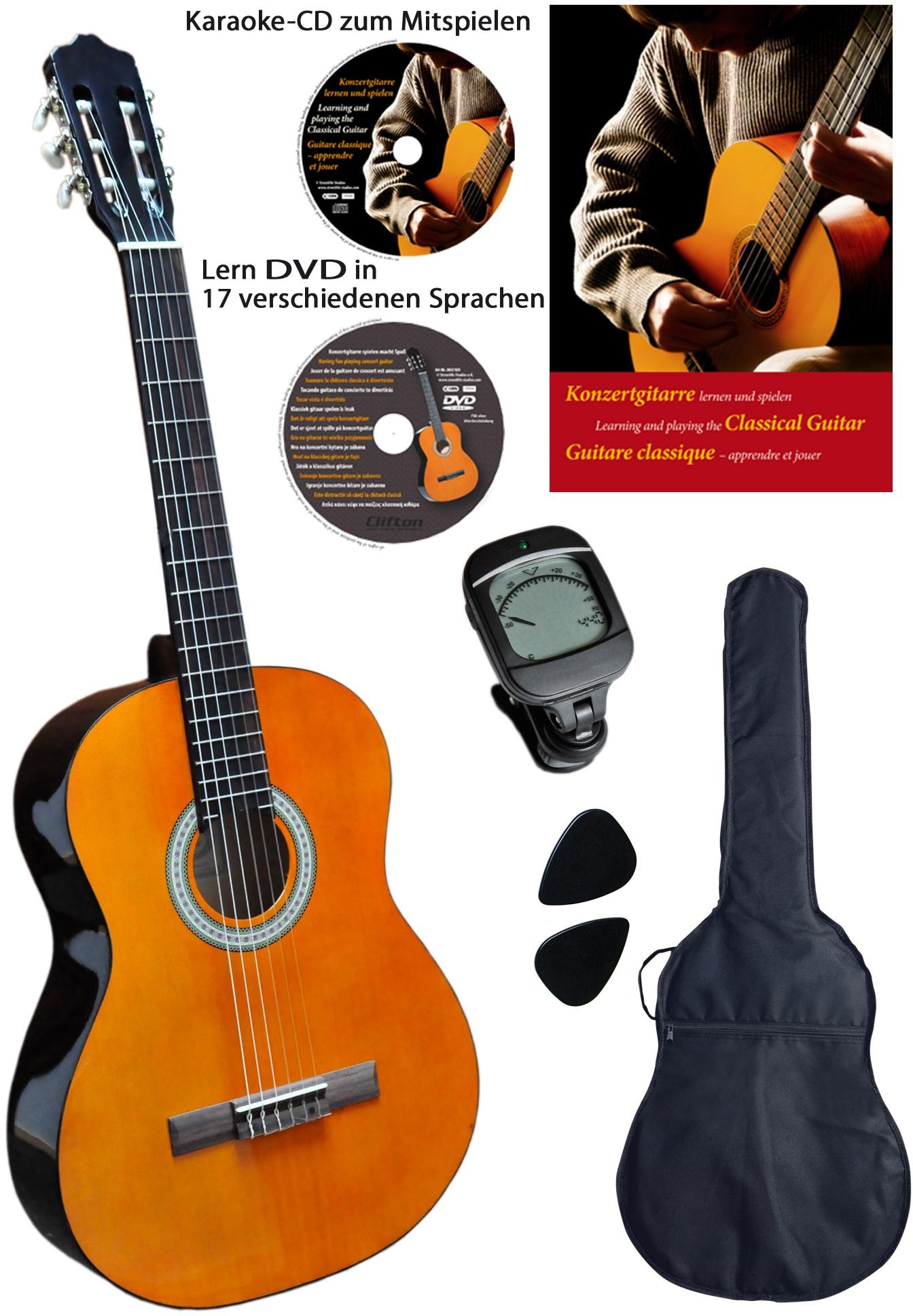 Clifton Konzertgitarre »- Konzertgitarre 4/4« Komplettset in orange