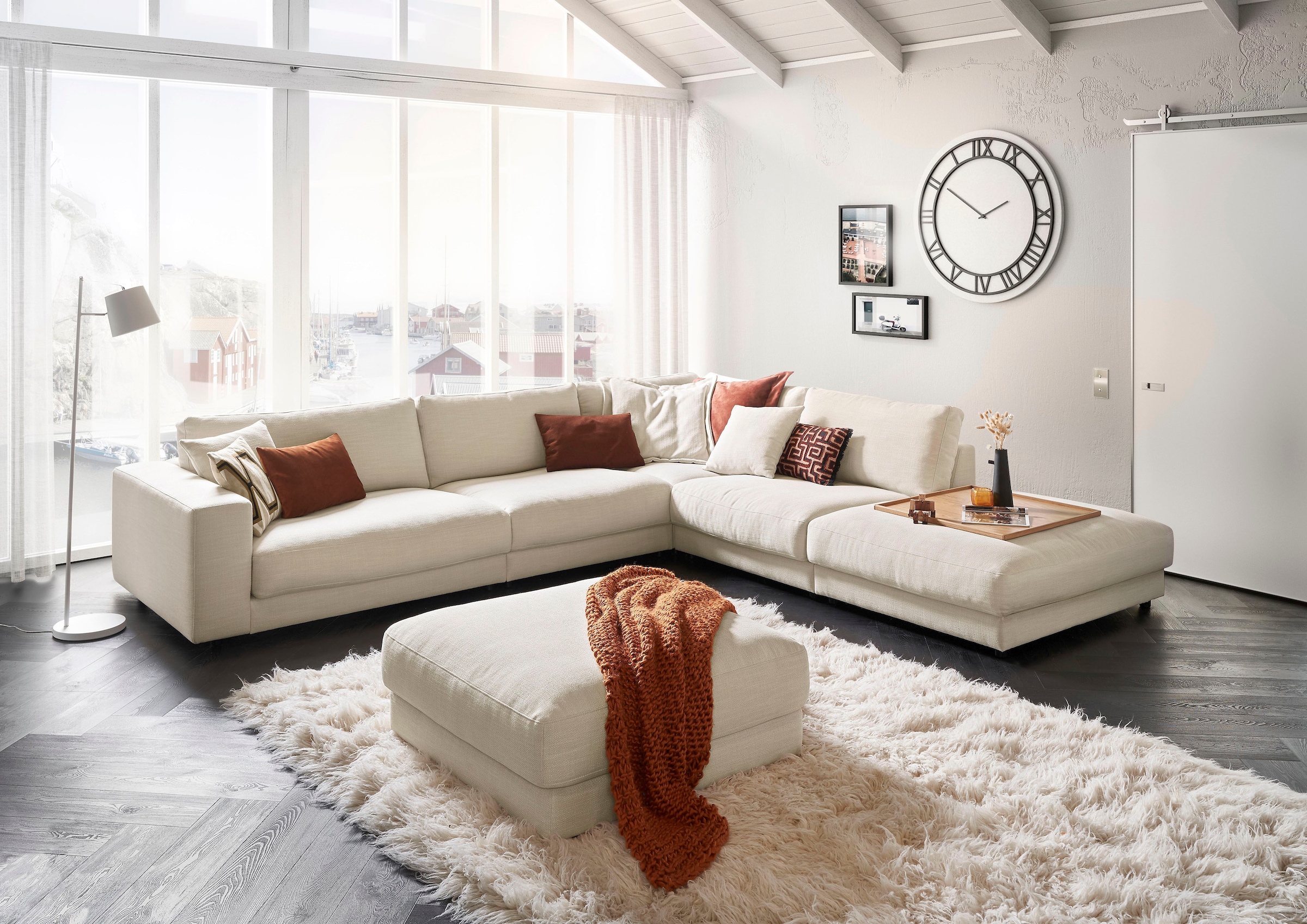 3C Candy Ecksofa »Enisa II, bequem und komfortabel, großes Familiensofa, L-Form« incl. 3 Flatterkissen, wahlweise mit Flecken-Schutz-Bezug Easy care