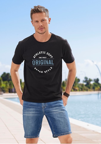 T-Shirt, mit Front-Print und Rundhals-Ausschnitt