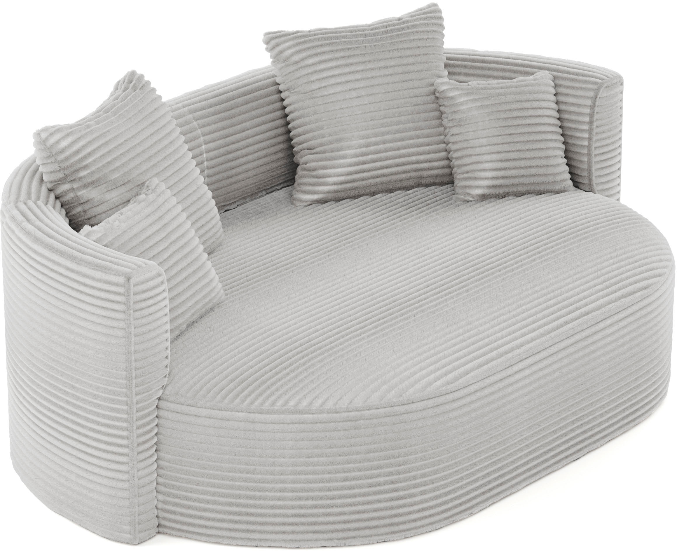 LeGer Home by Lena Gercke 2,5-Sitzer »ISALIE, rundes Loungesofa, mit Kissen, perfekt gepolstert«, moderne Stoffe, mit 4 Zierkissen, extra große Sitzfläche
