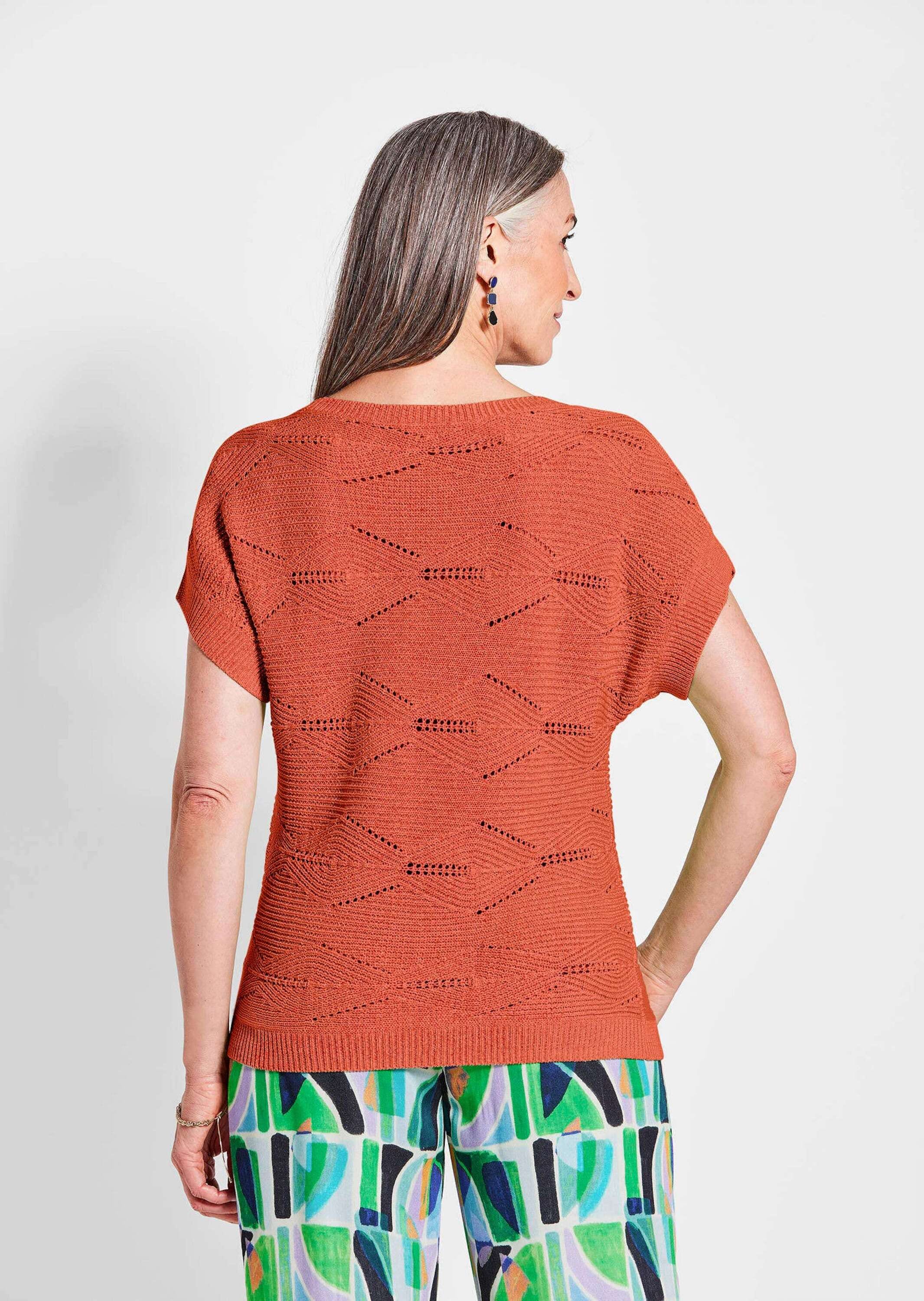 GOLDNER Strickpullover »Damen Halbarm Strickshirt Uni«