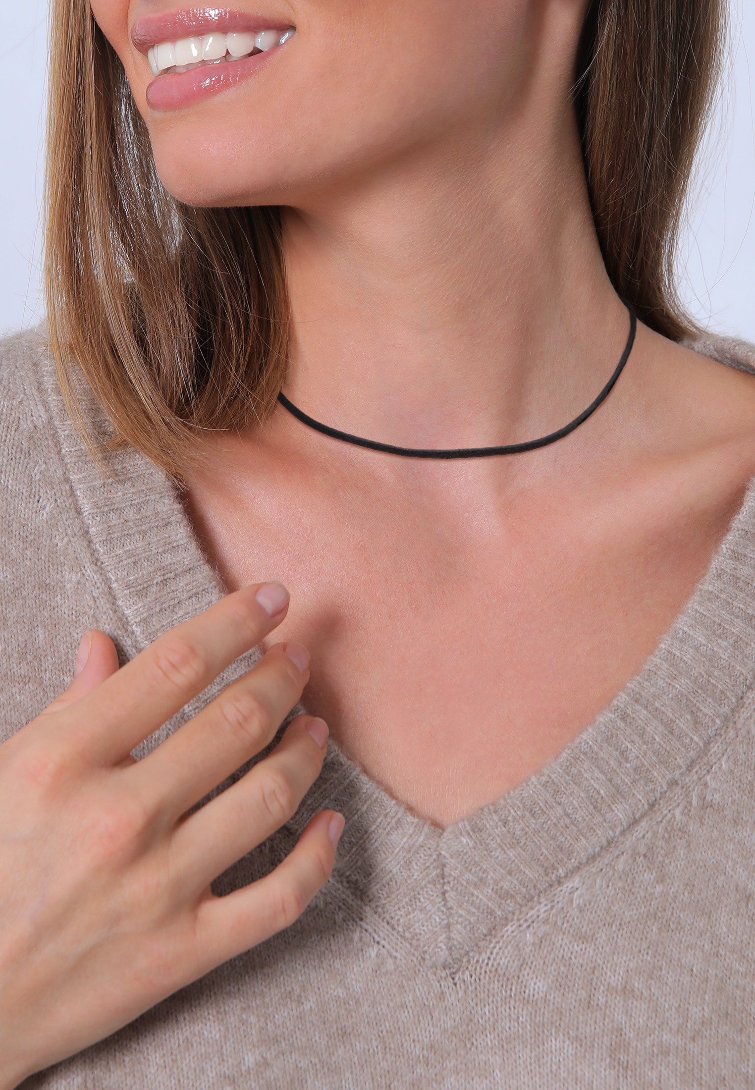 Elli Choker »Halskette Basic Trend Blogger Choker Velour 925 Silber«