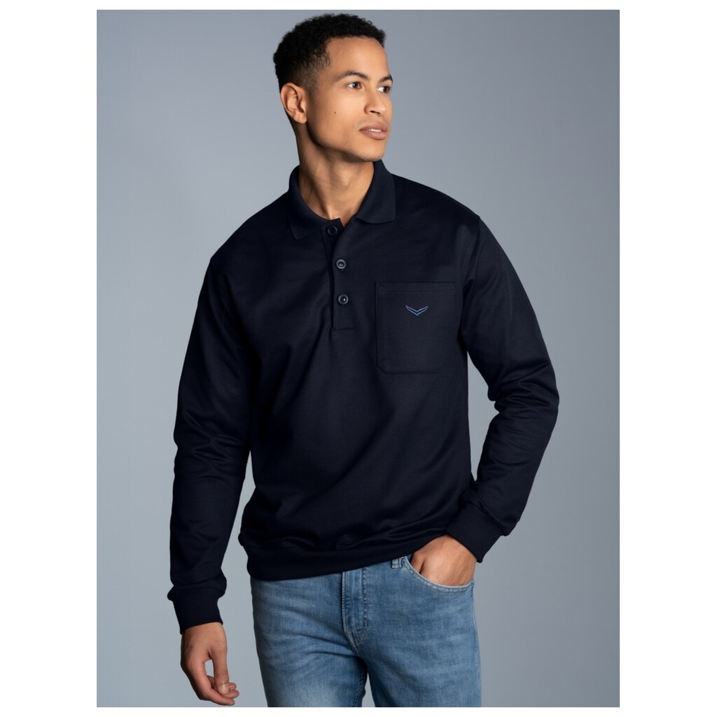 Trigema Sweatshirt »TRIGEMA Langarm Polo aus Sweat-Qualität«