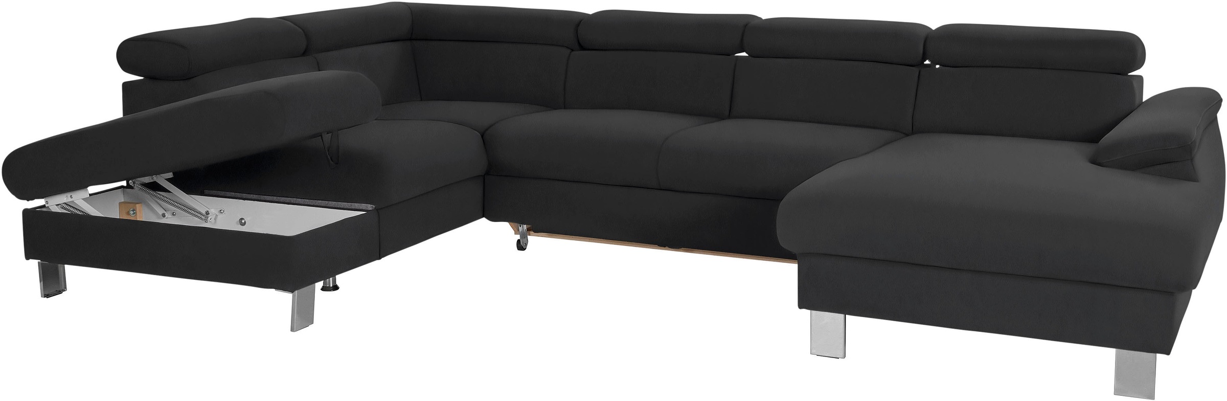 COTTA Wohnlandschaft »Komaris U-Form, B: 320 cm«, mit Kopfteilverstellung, optional Bettfunktion, Bettkasten & Licht