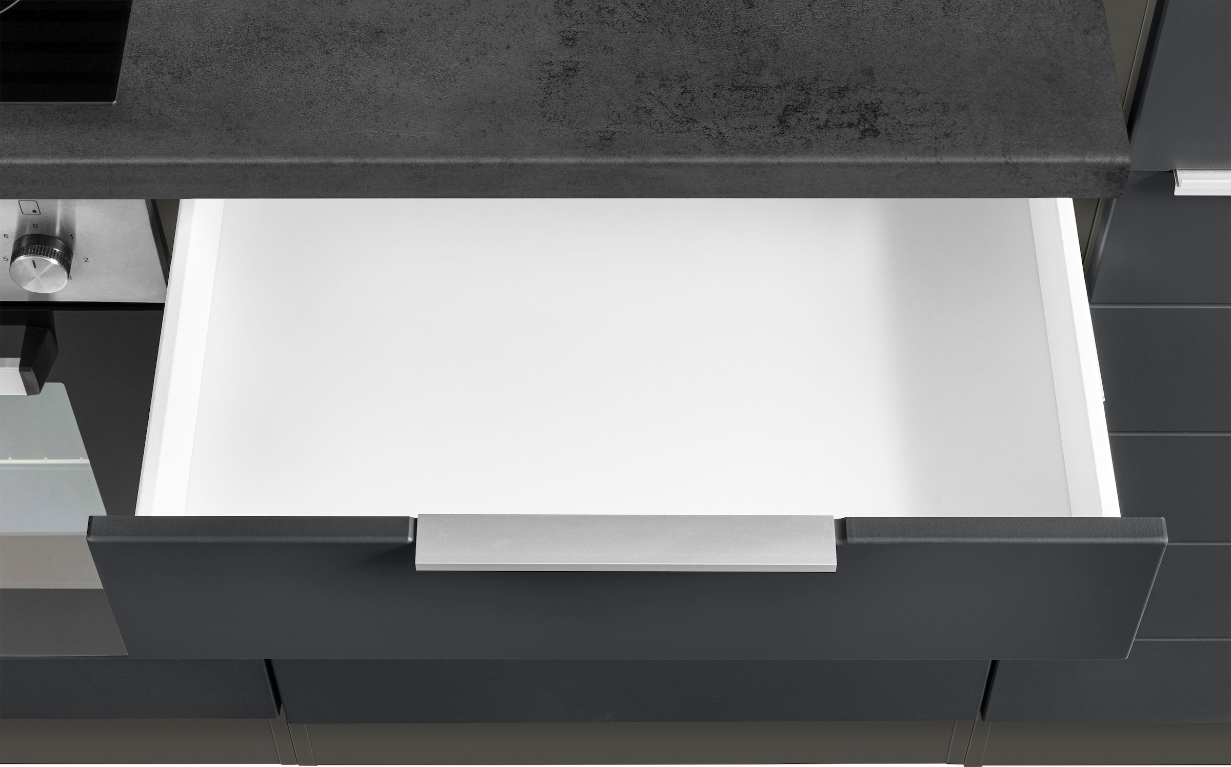 KOCHSTATION Küchenzeile »KS-Luhe« 330 cm breit, wahlweise mit oder ohne E-Geräten, gefräste MDF-Fronten