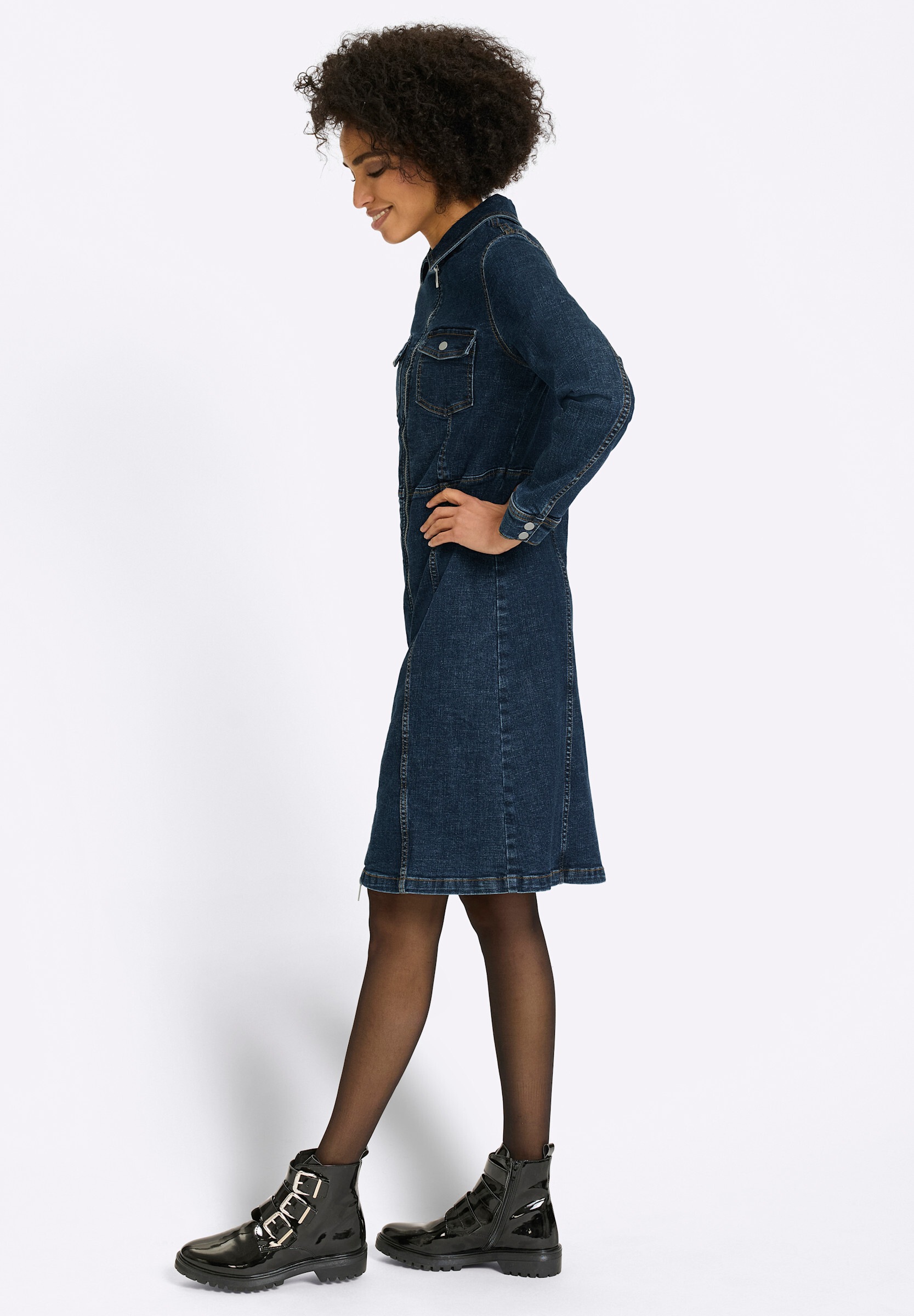 heine Jeanskleid »Jeans-Kleid Jeanskleid mit Hemdkragen« Brusttasche