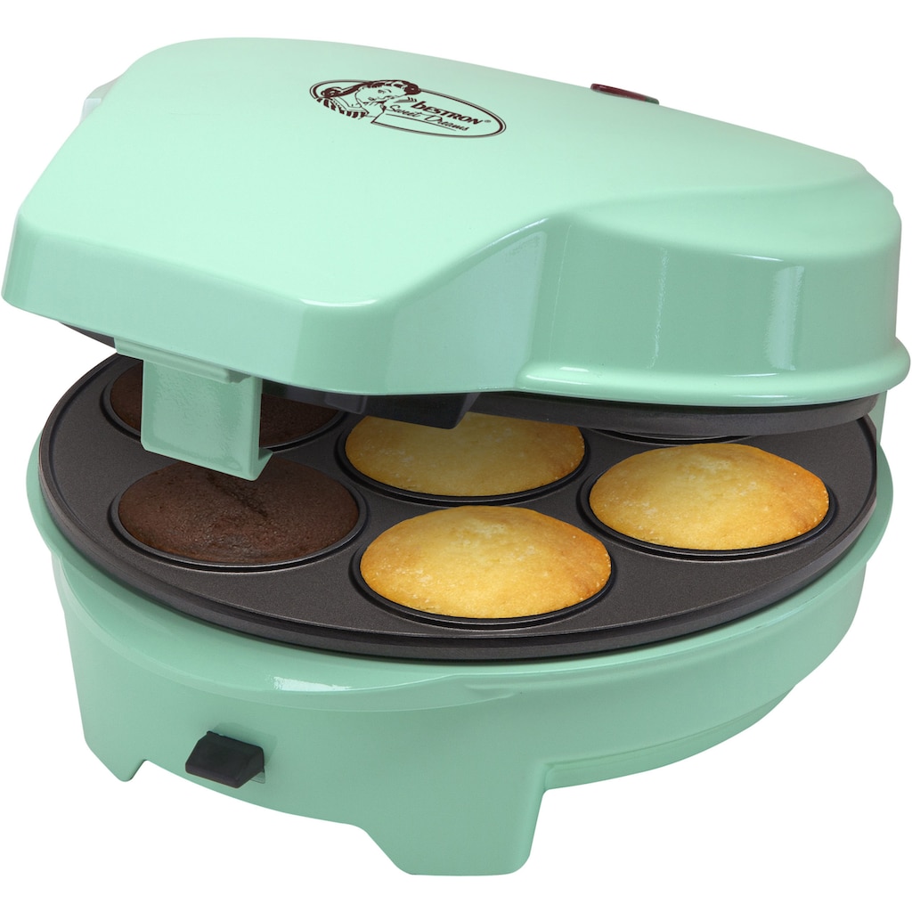 bestron Muffin-Maker »ASW238 Sweet Dreams«, 700 W, Retro Design, mit 3 auswechselbaren Backplatten, antihaftbeschichtet