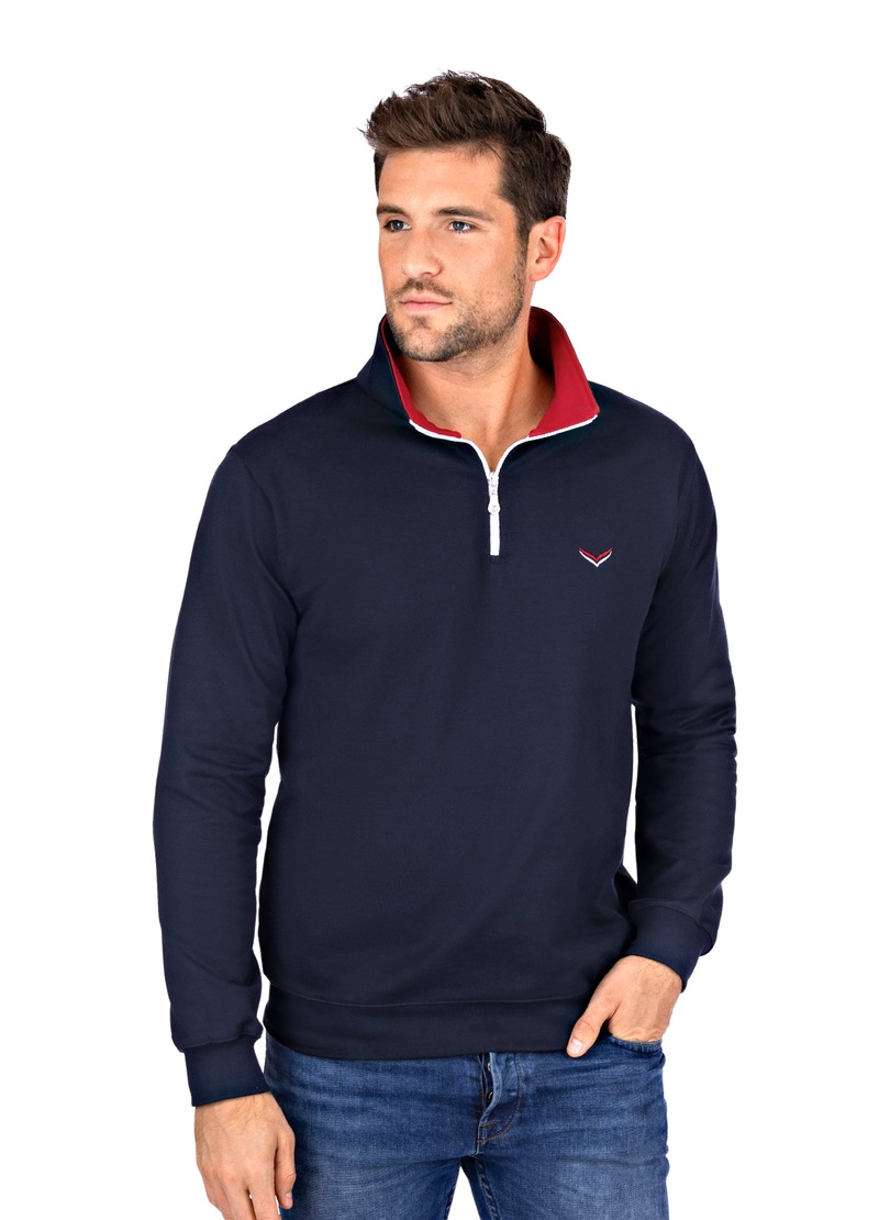 Trigema Sweatshirt, (1 tlg.), mit Kragen und Reißverschluss