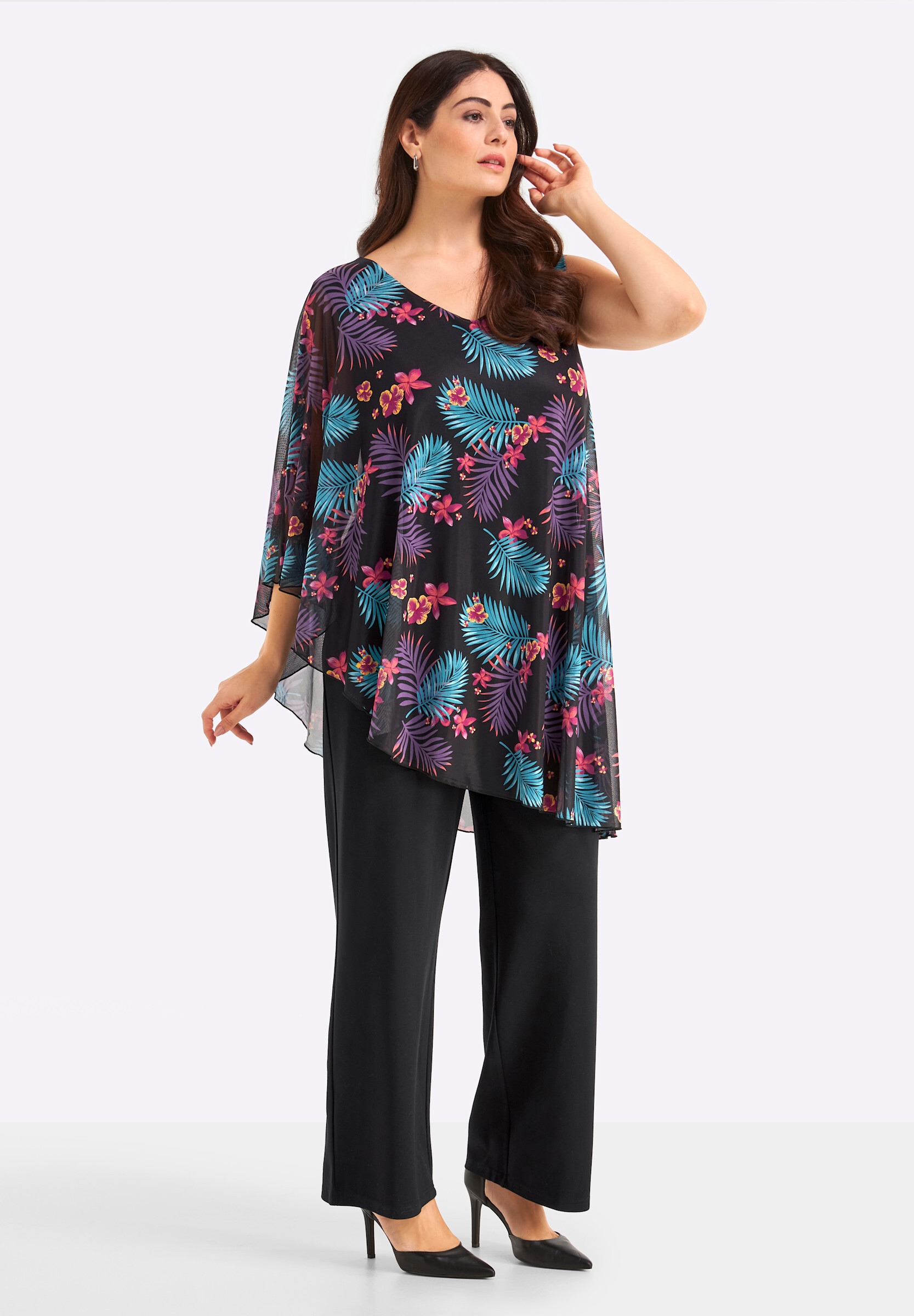 Sheego Jumpsuit »Jumpsuit Jumpsuit mit asymmetrischem Cape«