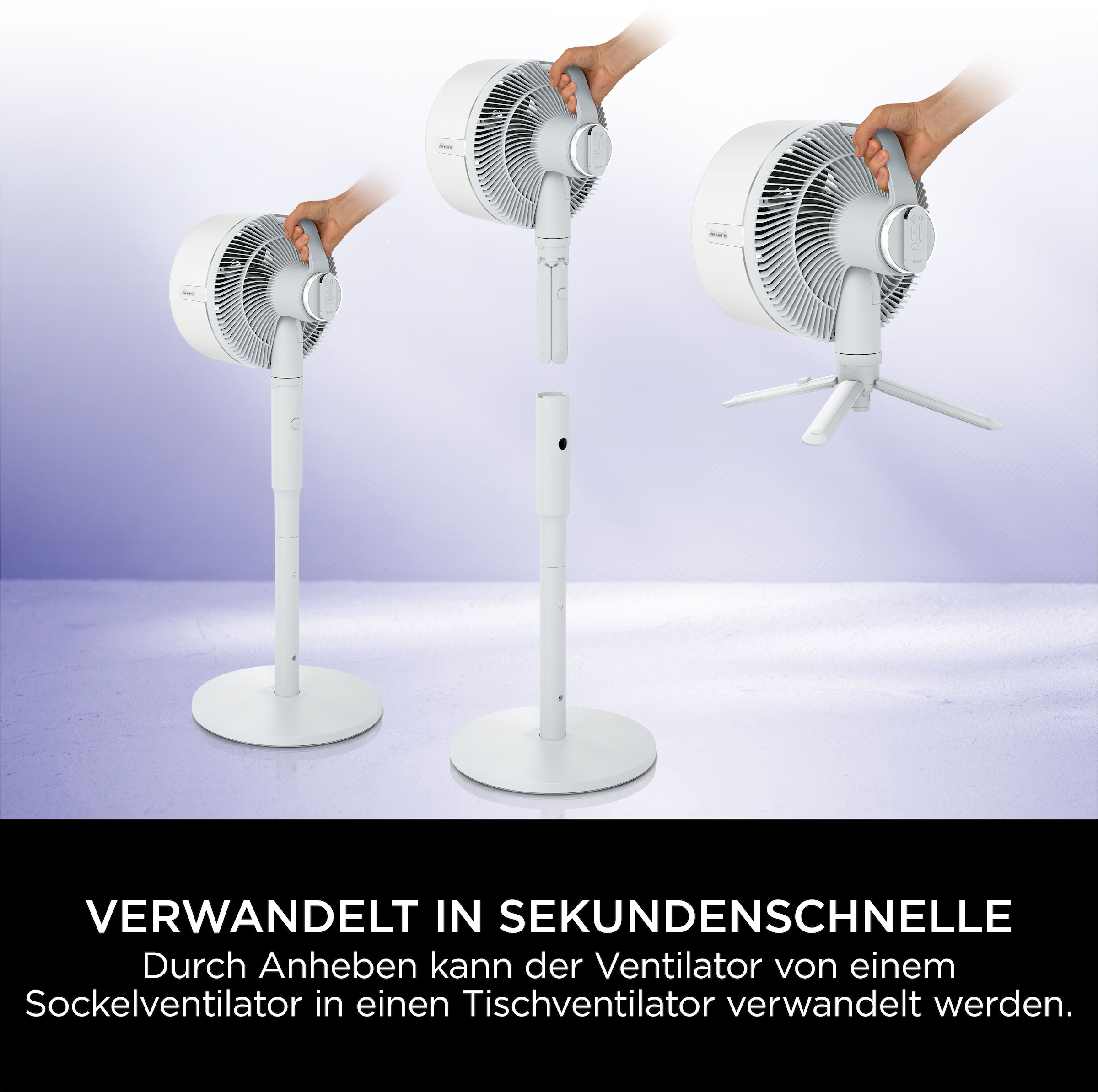 Shark Akku-Standventilator »FlexBreeze FA220EU«, 28,7 cm Durchmesser, Flüsterleiser Ventilator kabelllos & kabelgebunden einsetzbar