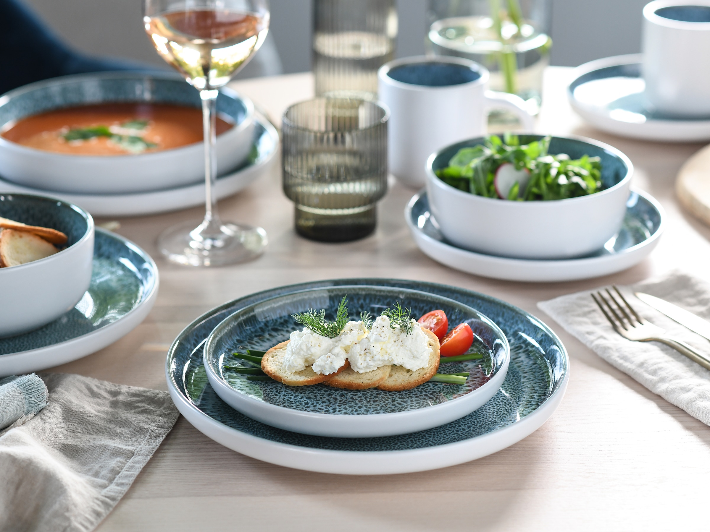 my home Kombiservice »modernes Geschirr-Set, Service Nydala« hohe Haltbarkeit, spülmaschinen- & mikrowellengeeignet, Reaktivglasur