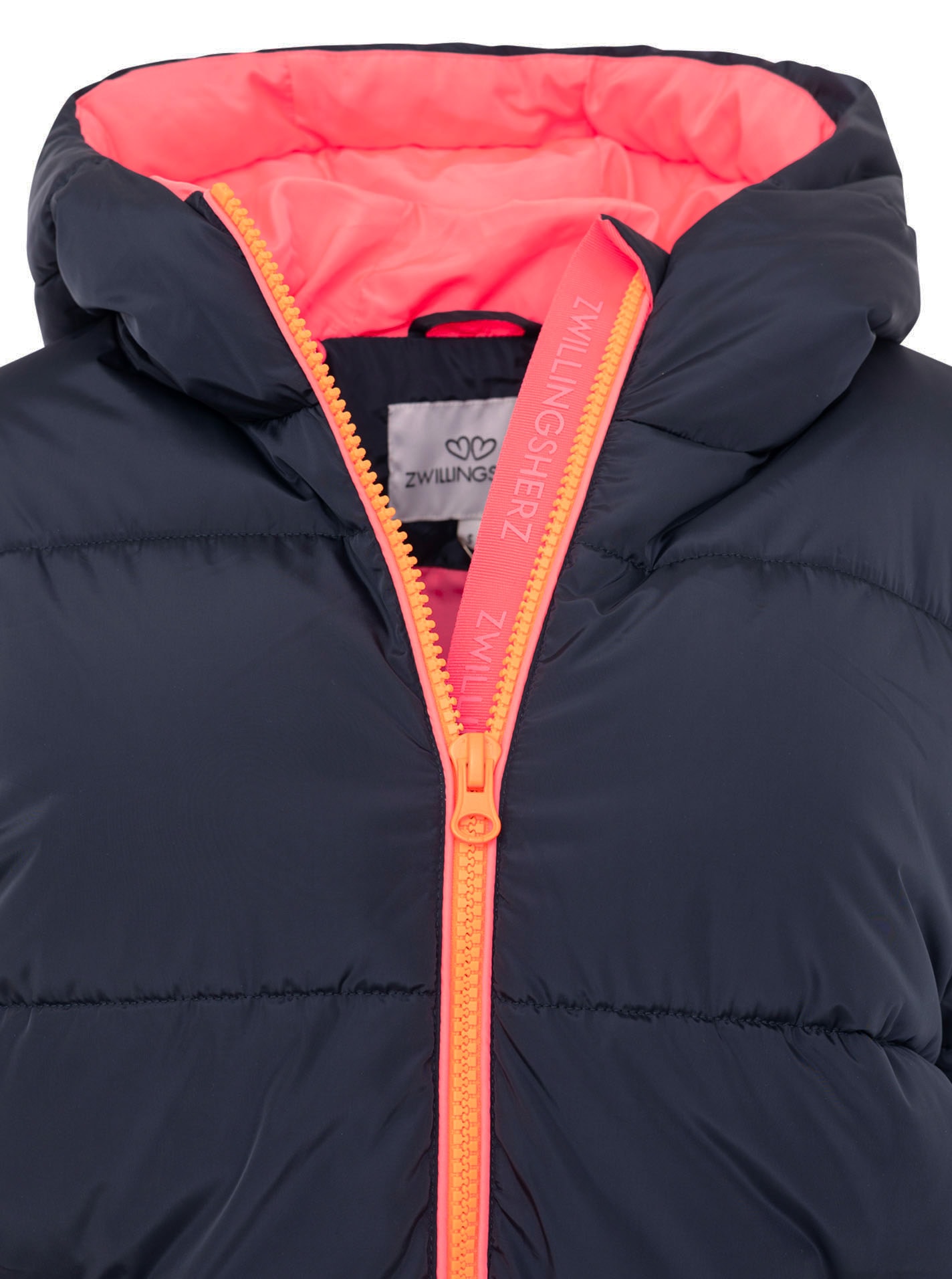 Zwillingsherz Steppmantel »„Cozy“« Kapuze, farbliche Details, Reißverschluss, elastische Bündchen