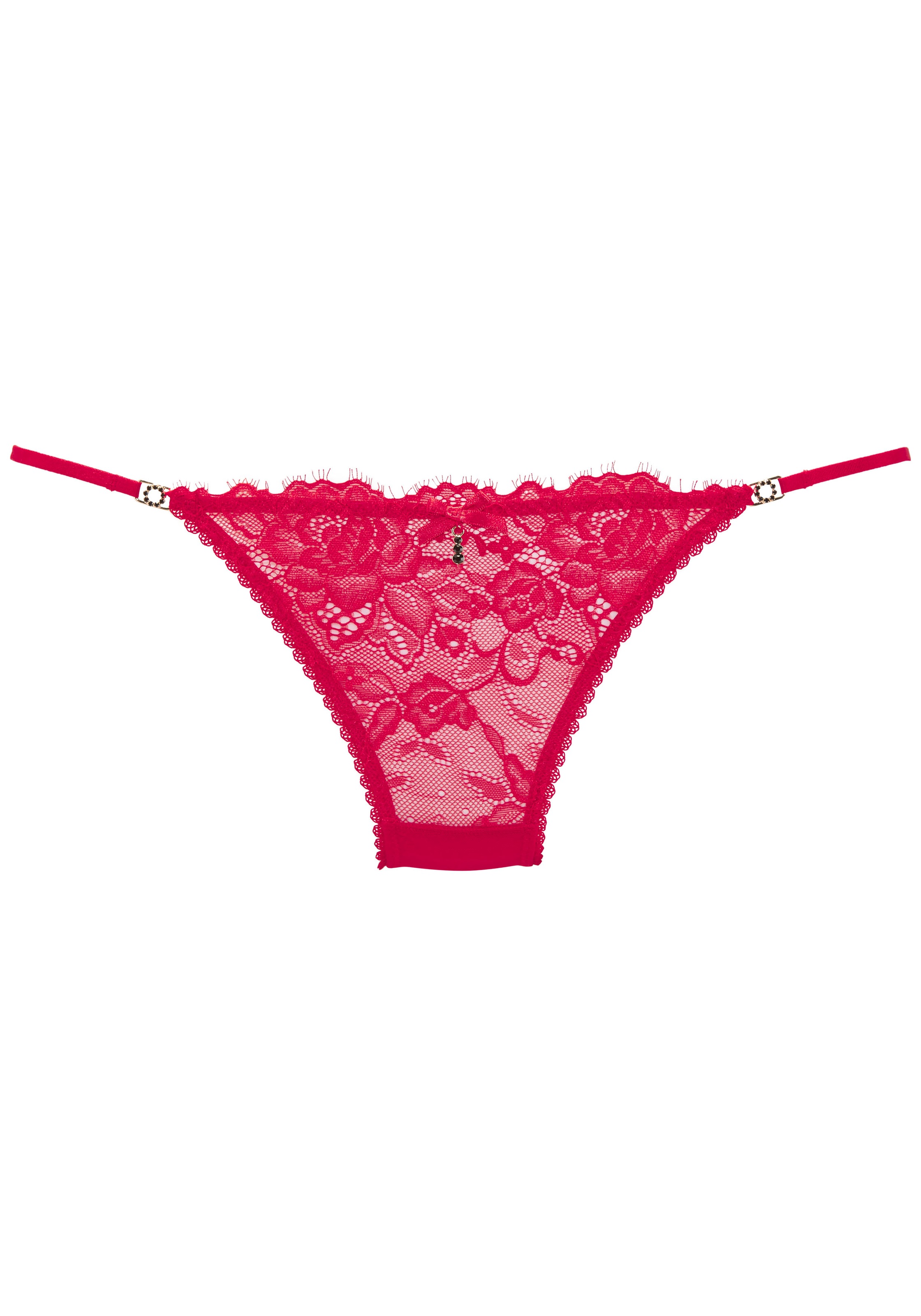 LASCANA Tanga, mit feiner Satinschleife und extravaganten Strassaccessoires