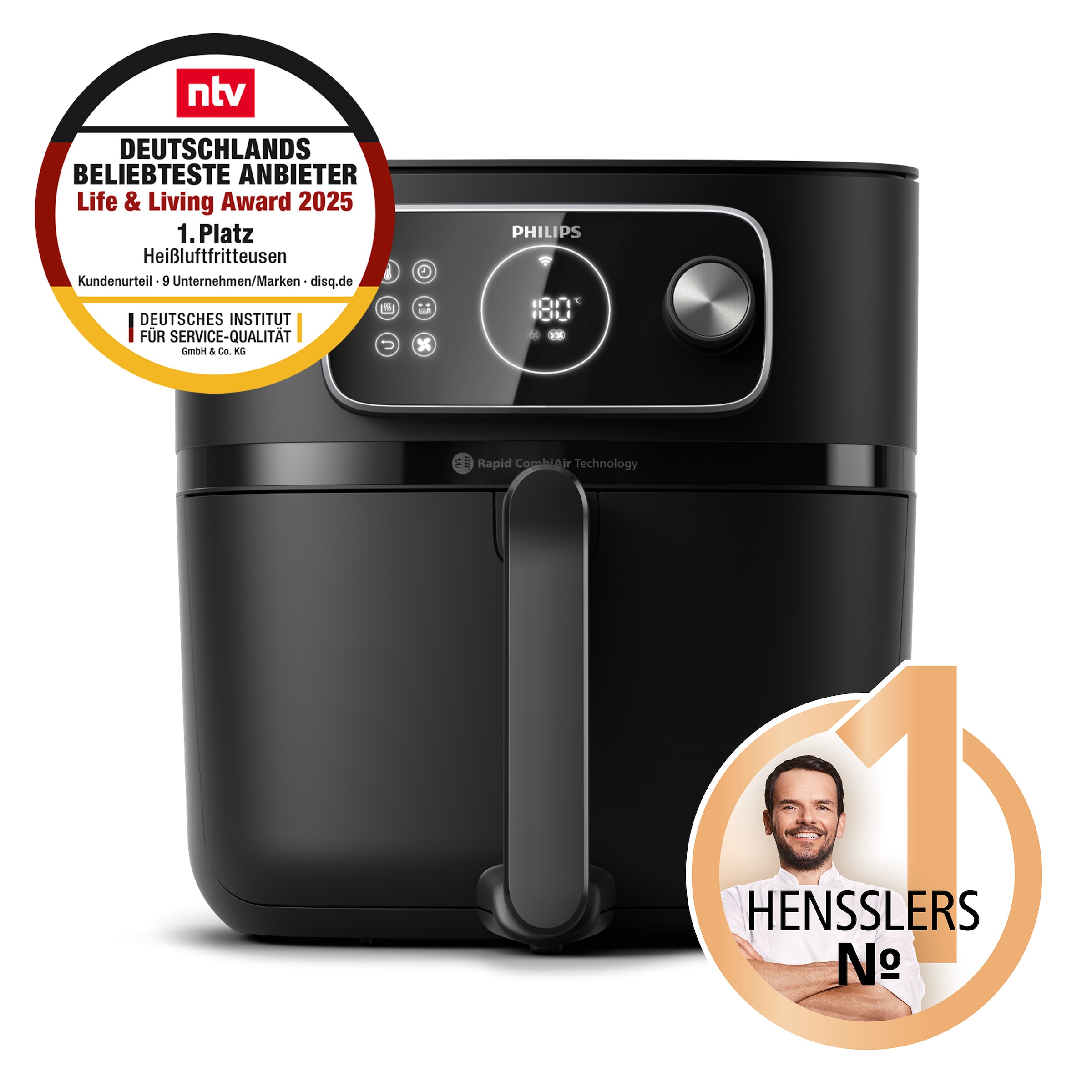 Philips Heißluftfritteuse »Airfryer XXL Kombi HD9876/90, mit 8,3 l, Rapid CombiAir Technologie«, 2200 W, Fassungsvermögen 8,3 l, 22 Kochfunktionen, QuickClean und WiFi Konnektivität