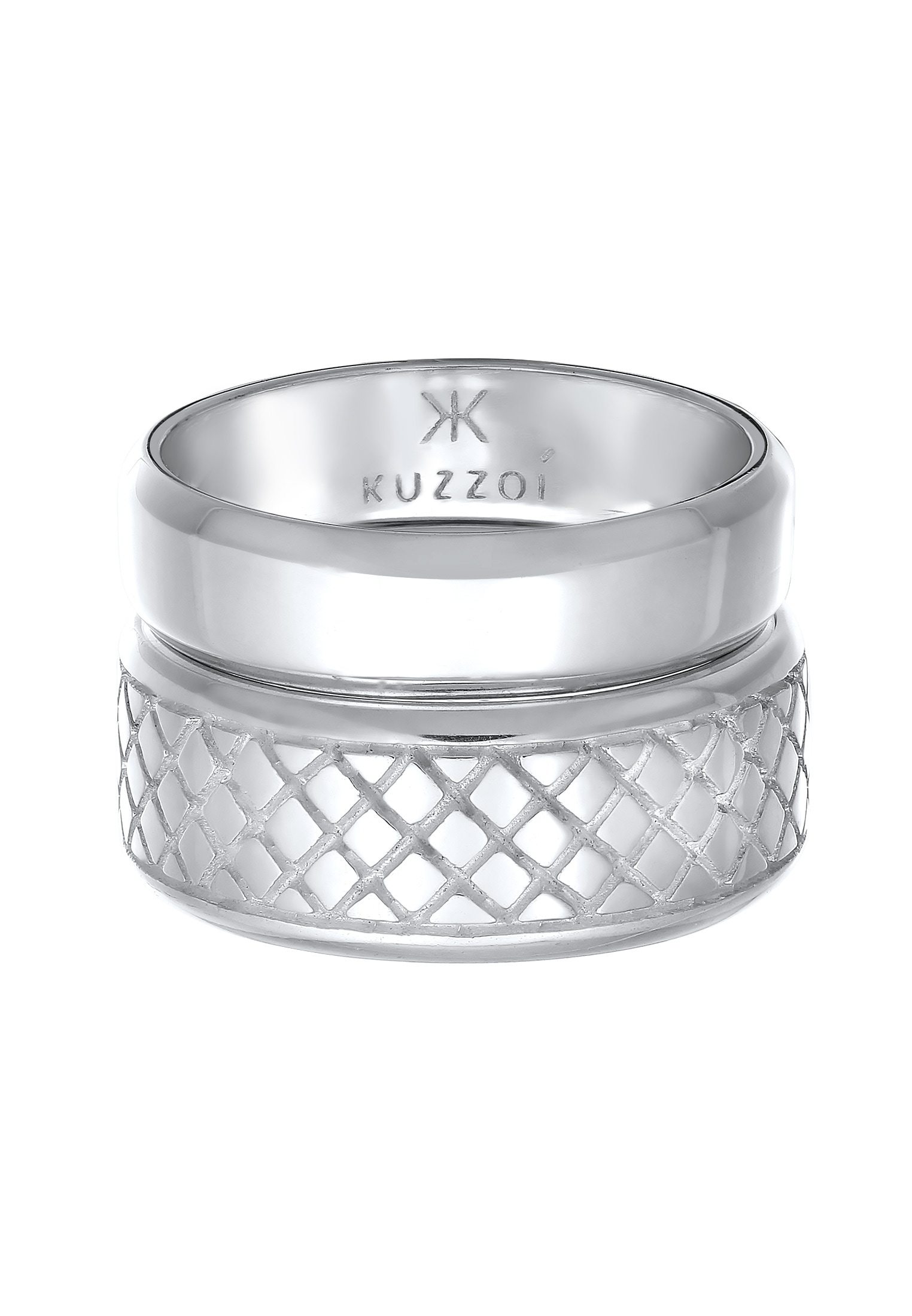 Kuzzoi Ring-Set »Ring Herren Bandring Basic 2er Set 925 Silber«