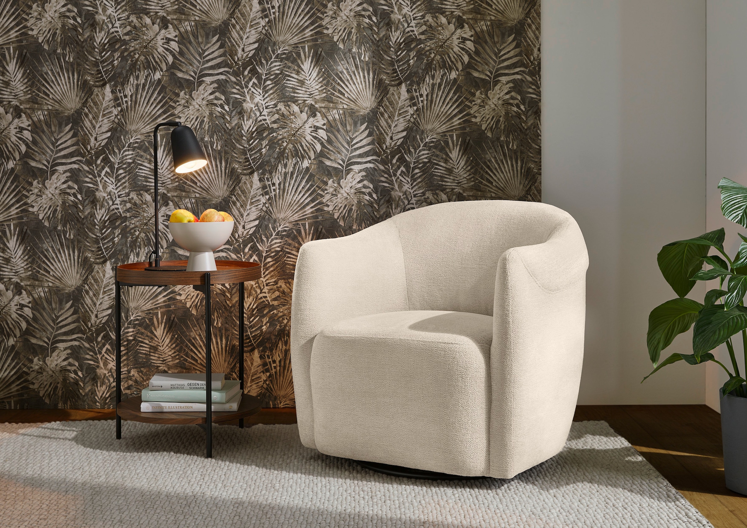 Jockenhöfer Gruppe Loungesessel »Nigel« 360° Drehfunktion, Chenillebezugsstoff, kompaktes Stellmaß