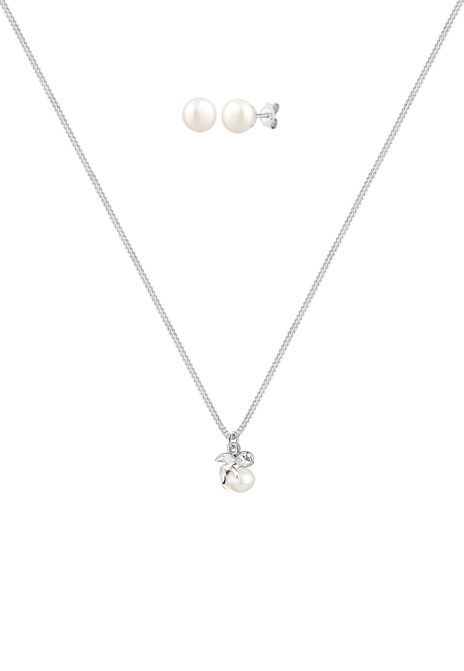Elli Ohrring und Ketten Set »Schmuckset Engel Süßwasserzuchtperlen Weiß 925 Sterling Silber«