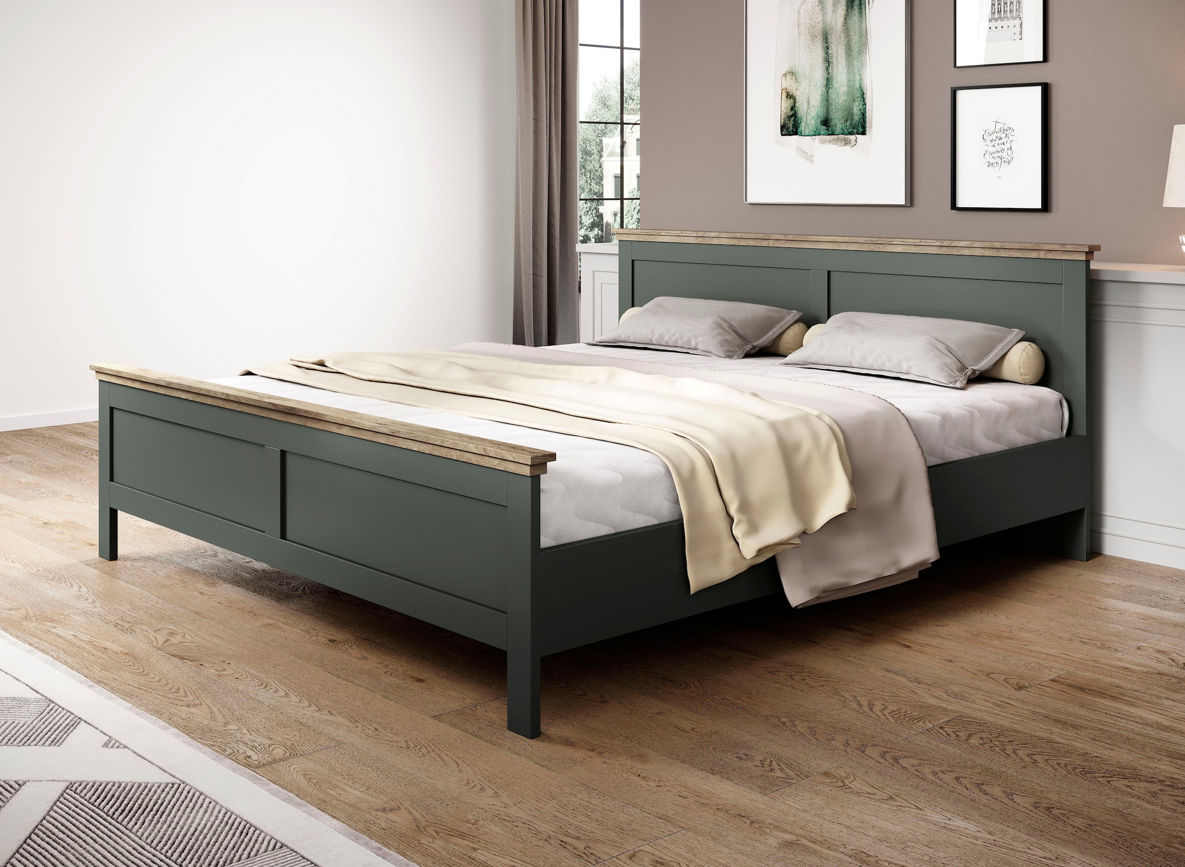 Home affaire Bettgestell »Evora, Landhausstil, Doppelbett, in 3 Größen erhältlich«, aus FSC®-zertifiziertem Holzwerkstoff