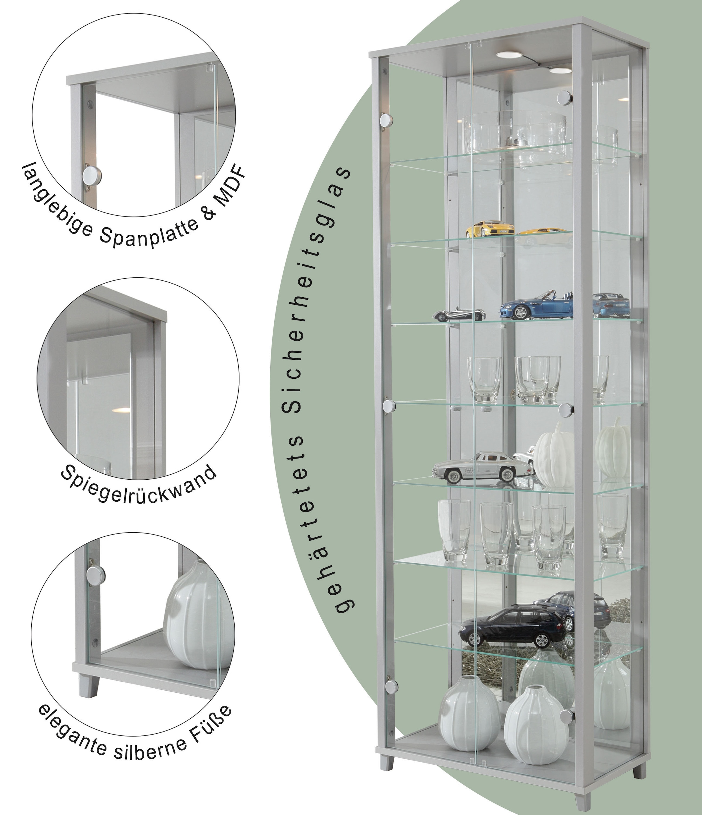 fif möbel Vitrine »OPTIMA«, Standvitrine/Glasvitrine 2x Glastür,perfekt für Sammler,Sammlervitrine