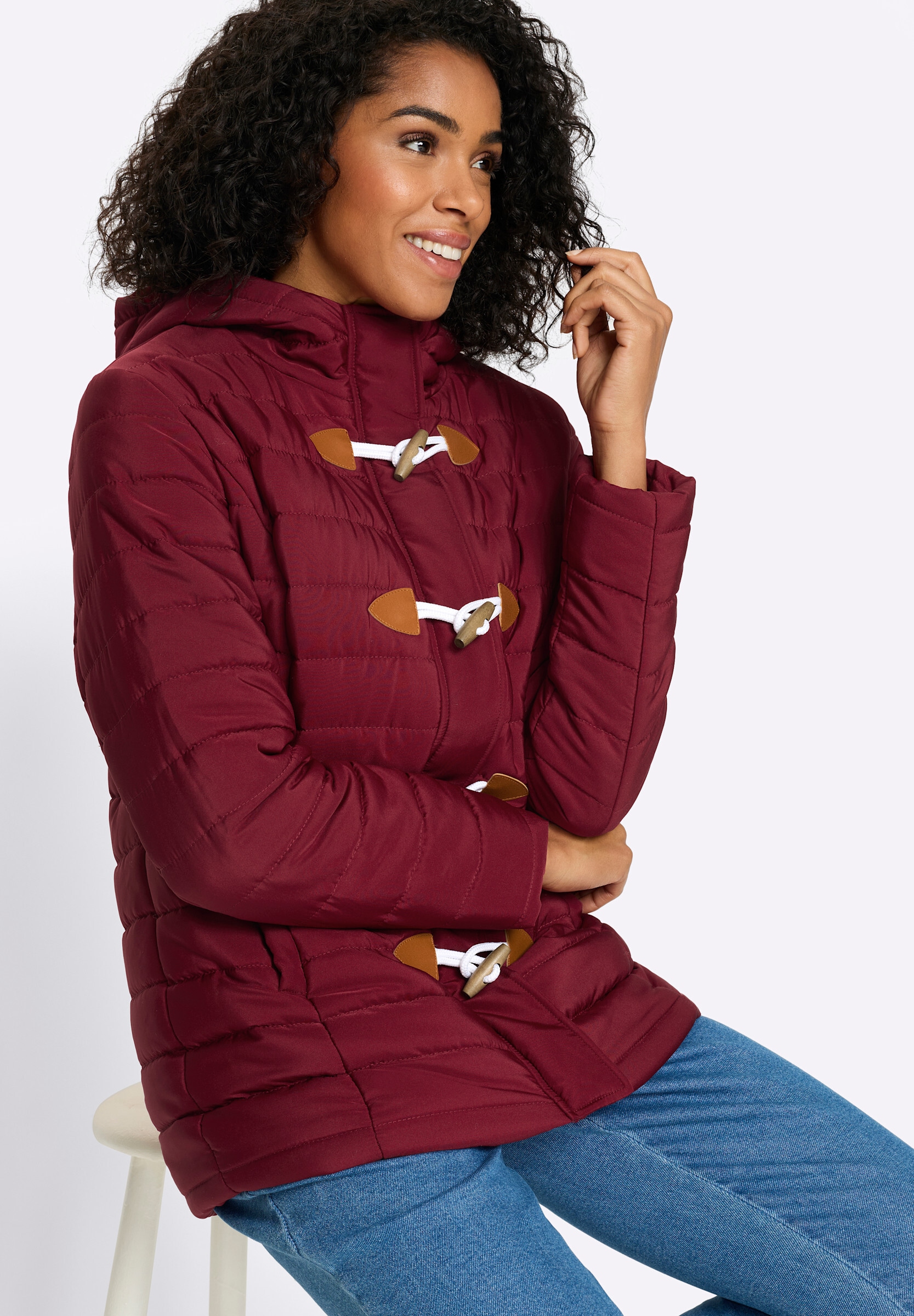 Sieh an! Steppjacke »Steppjacke Steppjacke mit Knebelknöpfen« mit Kapuze