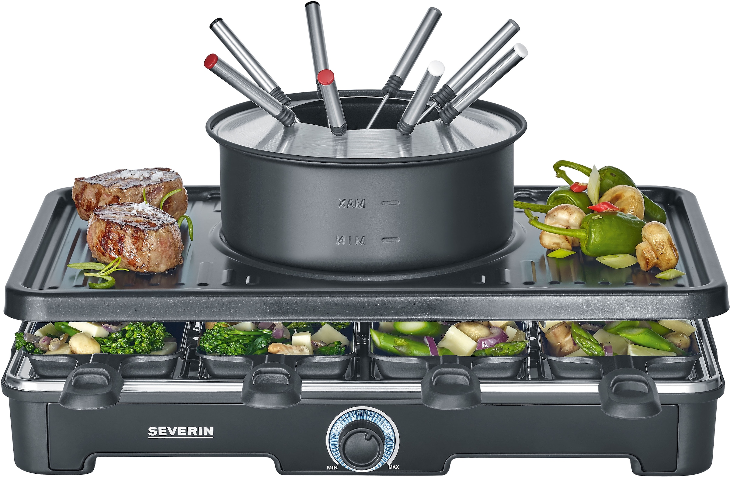 Severin Raclette und Fondue-Set »RG 2347«, 8 St. Raclettepfännchen, 1400 W