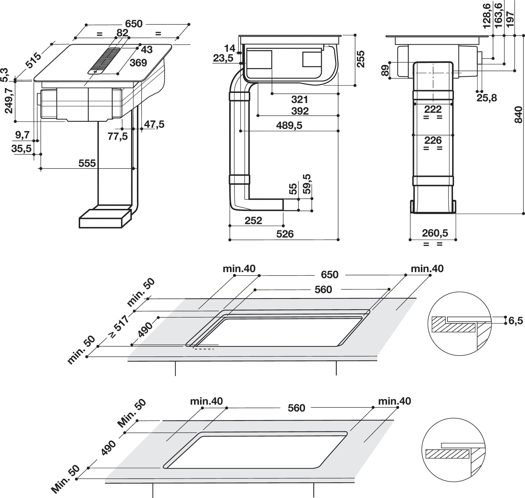 BAUKNECHT Kochfeld mit Dunstabzug »BVH 2065B F KIT«, inkl. komplettem Installations-Zubehör für Kanalführung