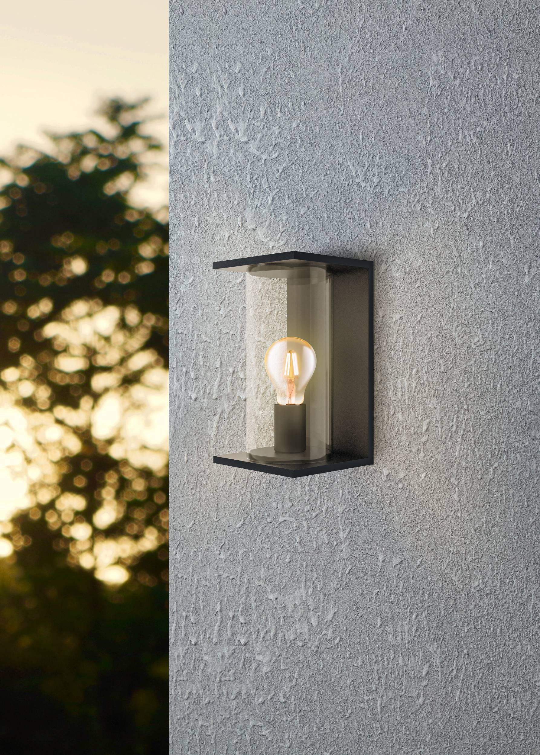 EGLO Wandleuchte »Cascinetta Außen Wandlampe, Außenleuchte, verzinkter Stahl, E27, IP44« E27 1 Stk. Wand-/Deckenleuchte - L16,5 x H28 x AL16,5 cm - schwarz - 1X40W exkl.