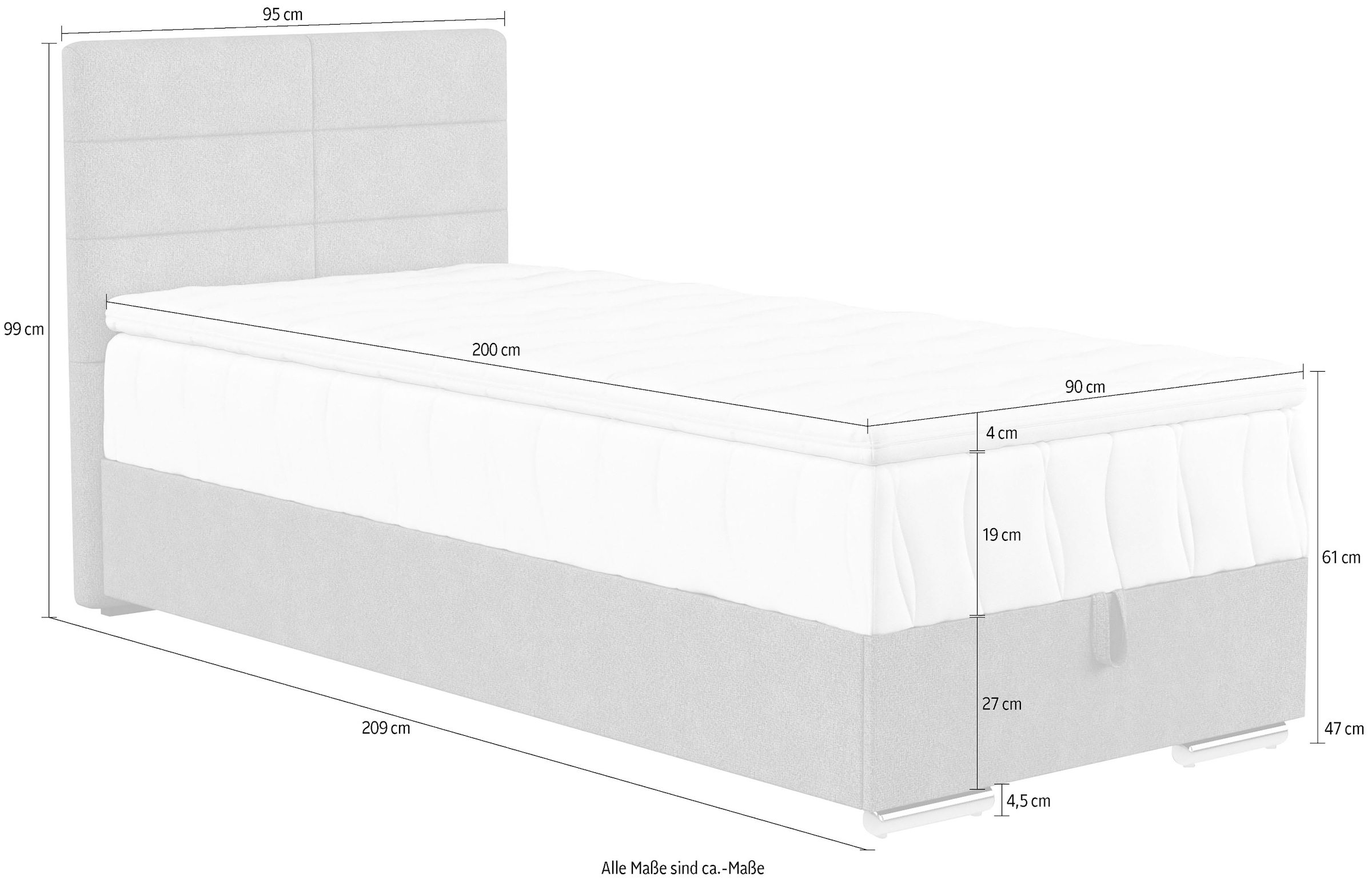 COTTA Boxbett »Tom«, mit Bettkasten, Topper und Zierkissen