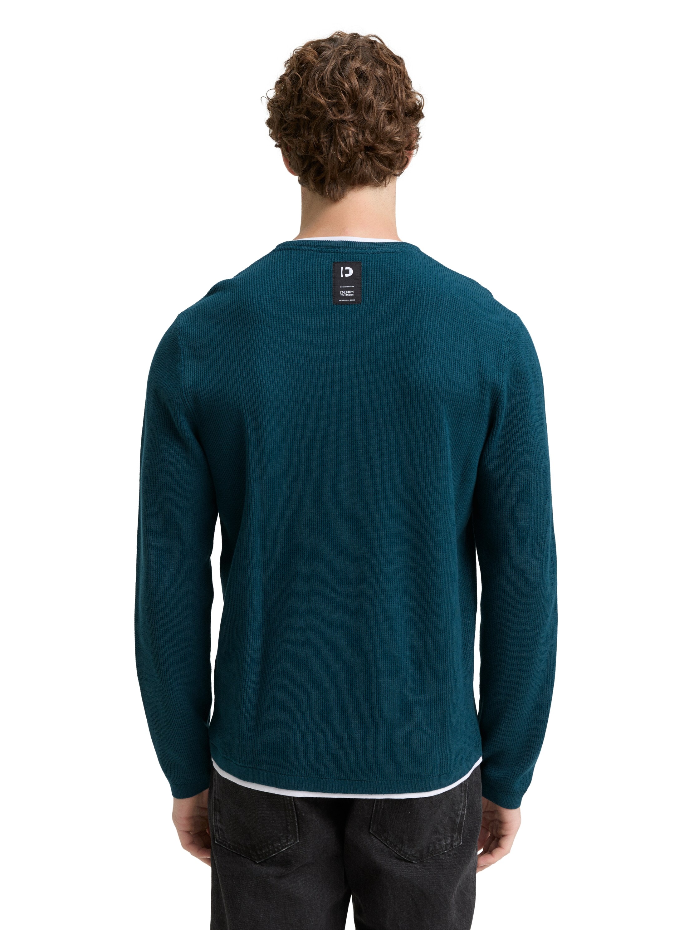 TOM TAILOR Denim Strickpullover, mit 2-in-1 Ausschnitt