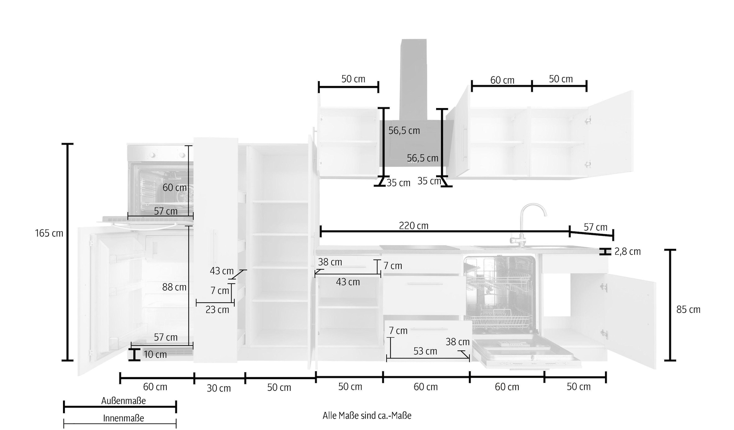 wiho Küchen Küchenzeile »Cali«, cm Online 360 Breite E-Geräten, OTTO im mit Shop