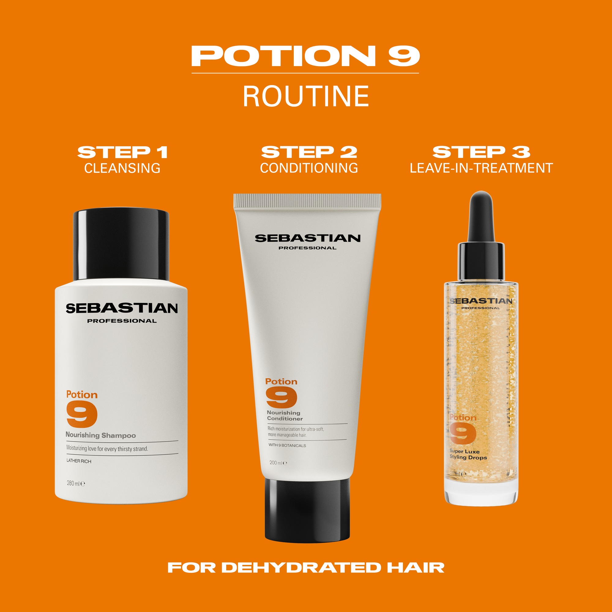 Sebastian Professional Haarpflege-Set »SEBASTIAN Professional Potion 9 Geschenkset« Shampoo, Conditioner und Styling Drops