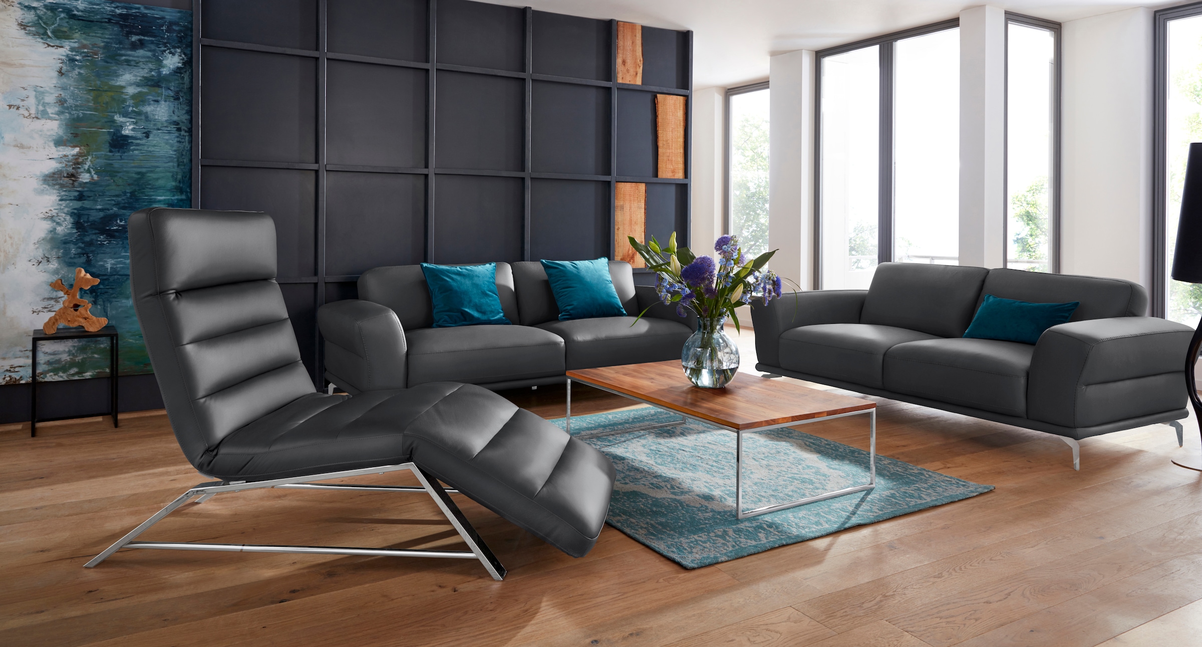 W.SCHILLIG 2,5-Sitzer »montanaa«, mit Metallfüßen in Chrom glänzend, Breite 212 cm
