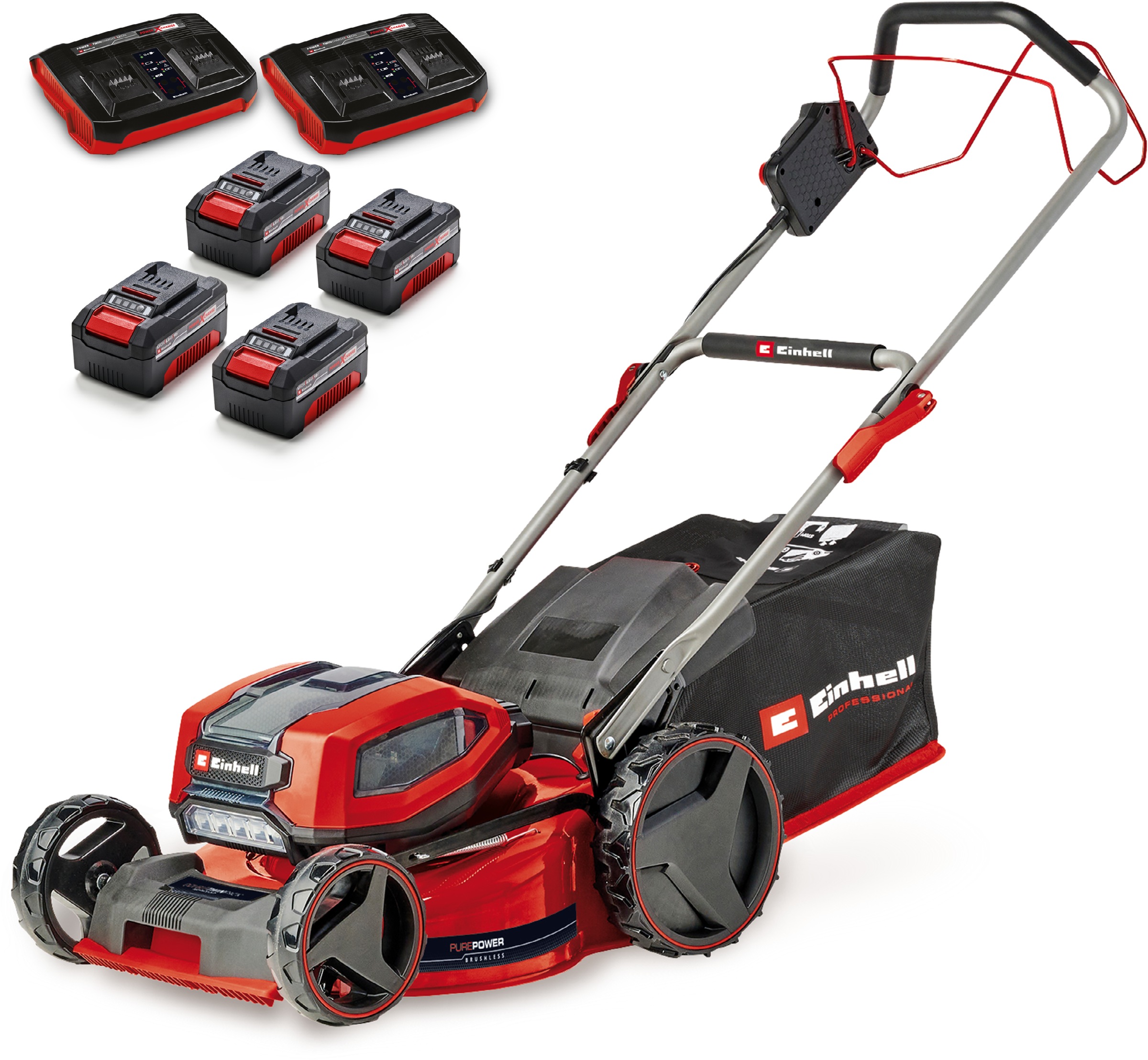 Einhell Akkurasenmäher »GP-CM 36/47 S Li BL (4x4,0Ah)« 4 x 4 Ah Akku und 2 Twincharger
