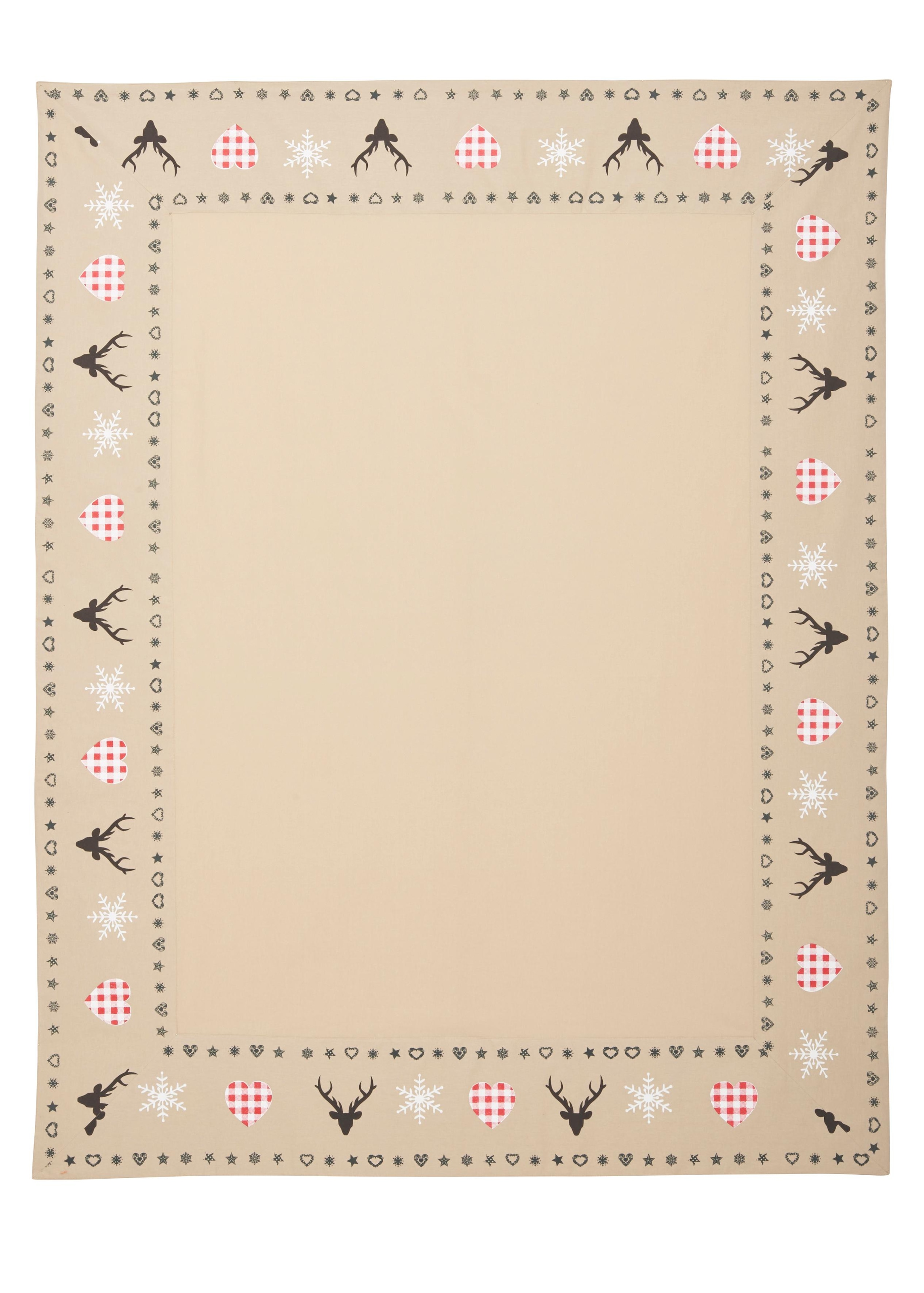 my home Tischdecke »Xaver« Karo-Design, Bio Baumwolle, Herz, Landhaus, Hirsch