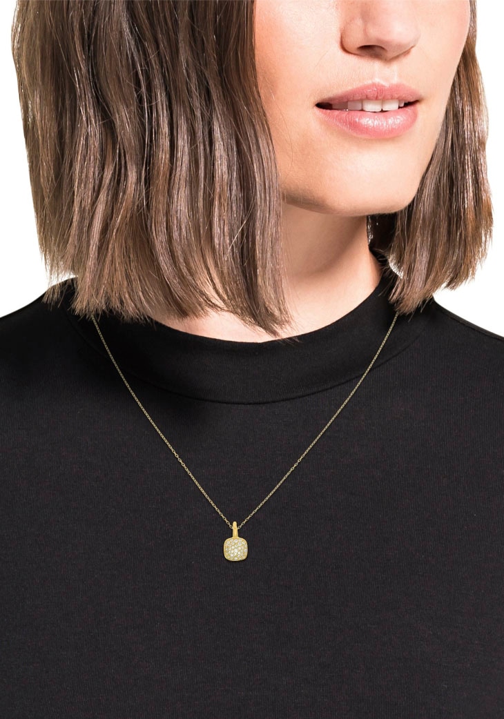 Amor Kette mit Anhänger »Gold Glitzersteinchen, 2022092«, mit Zirkonia (synth.)
