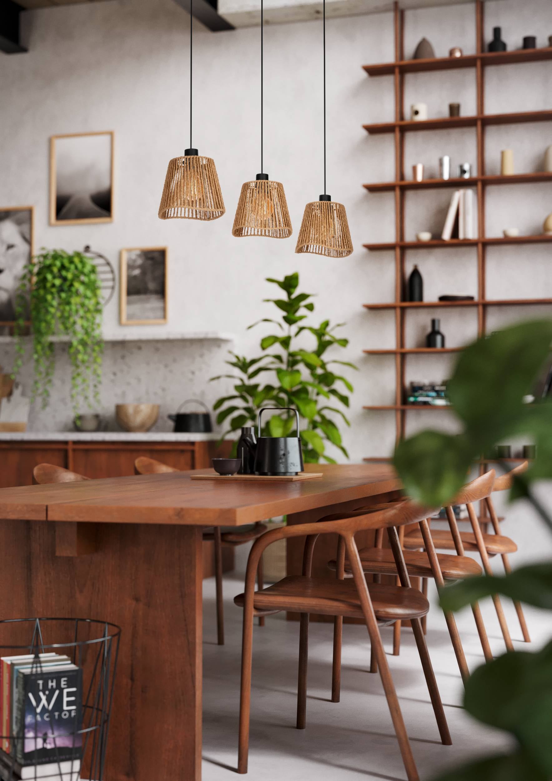 EGLO Hängeleuchte »Lavister Hängelampe, Pendellampe, Japan-Stil, Metall und Papier, E27« E27 1 Stk. Hängeleuchte - L91 x B21 x H110 cm - schwarz - 3X60W exkl.